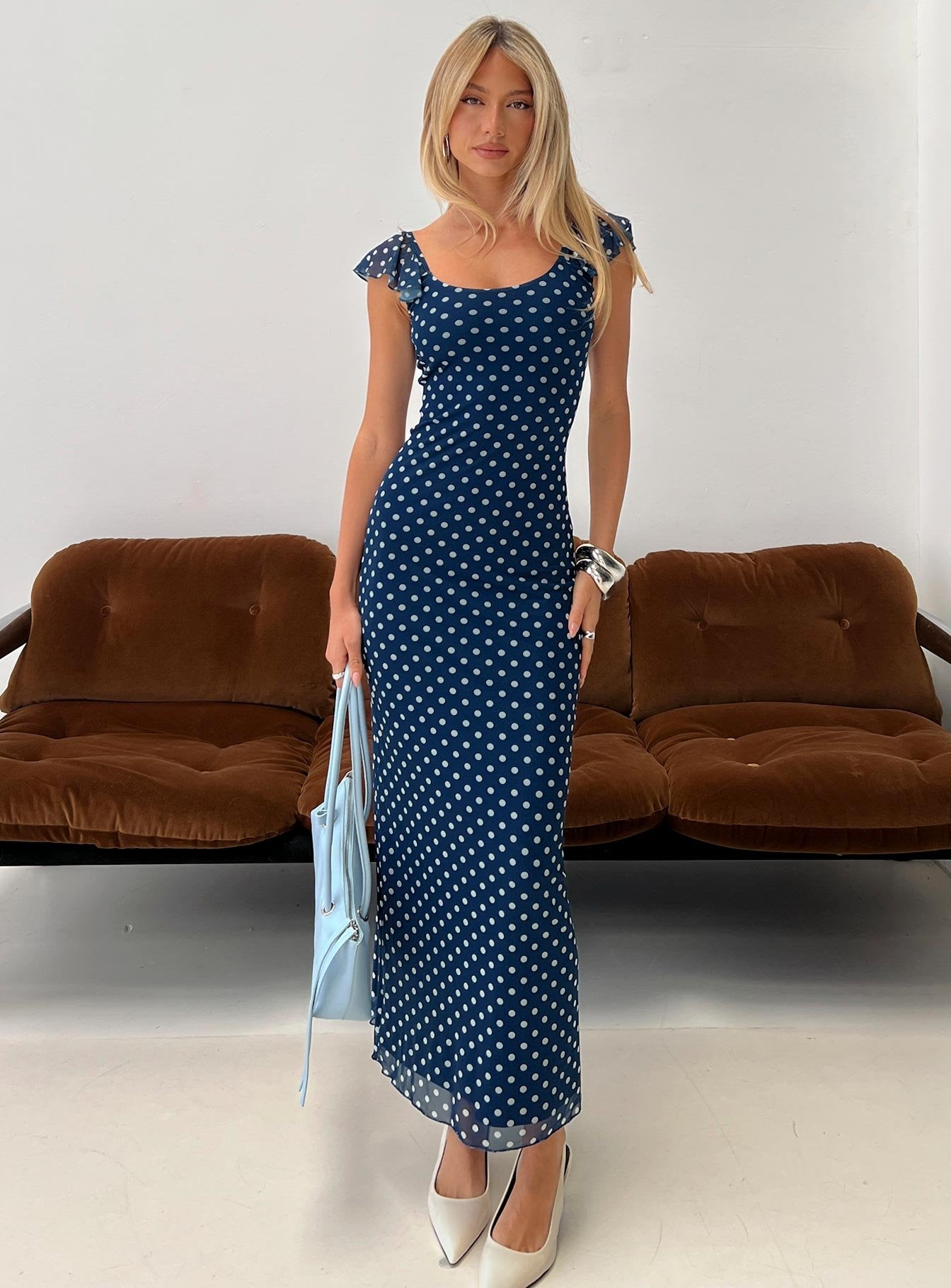 Sandberg Maxi Dress Blue Polka Dot - Image 8
