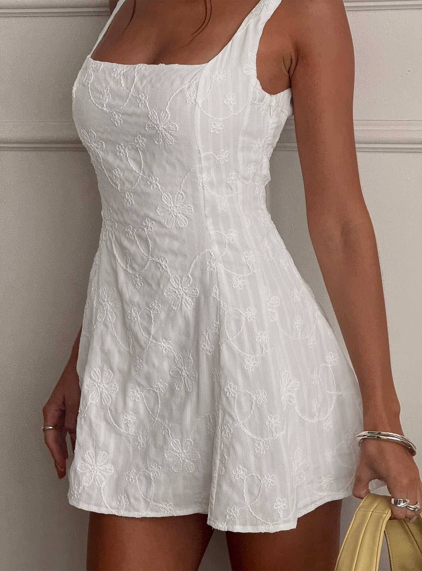 You Can Embroidered Mini Dress White - Image 11