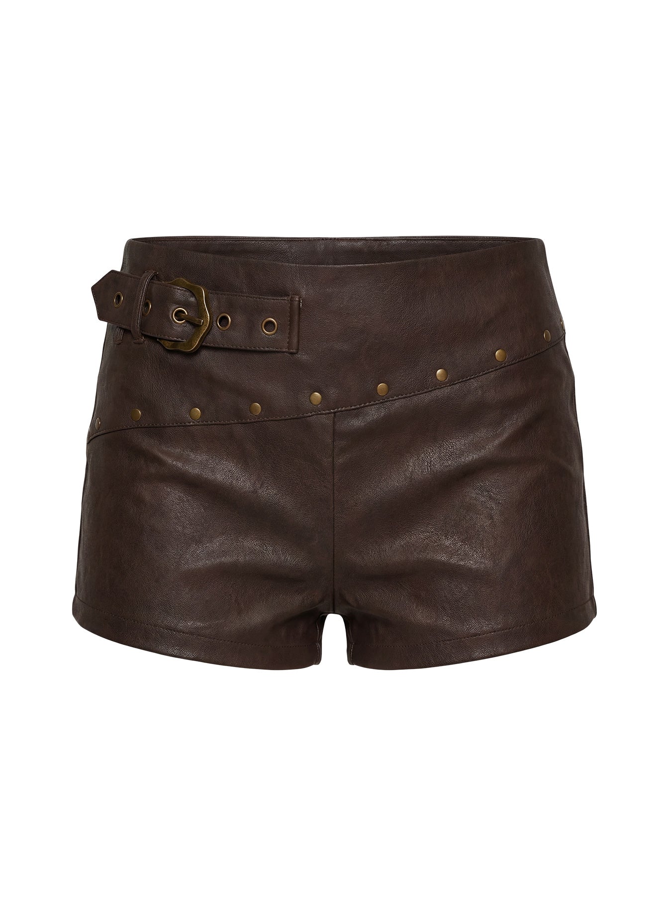 Romey Studded Micro Shorts Charcoal Brown - Image 11