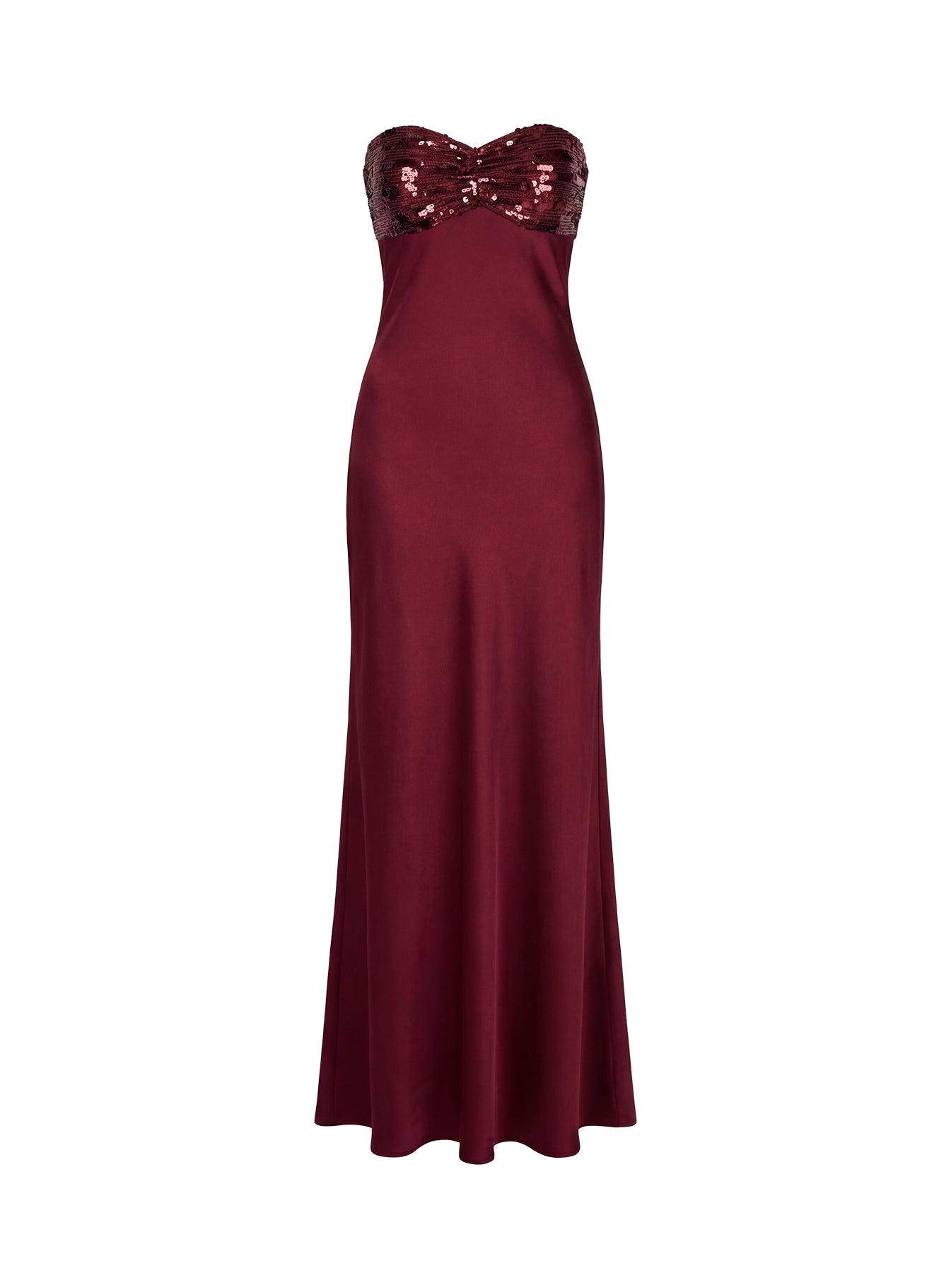 See The Vision Sequin Bust Strapless Maxi Dress Burgundy - Image 9