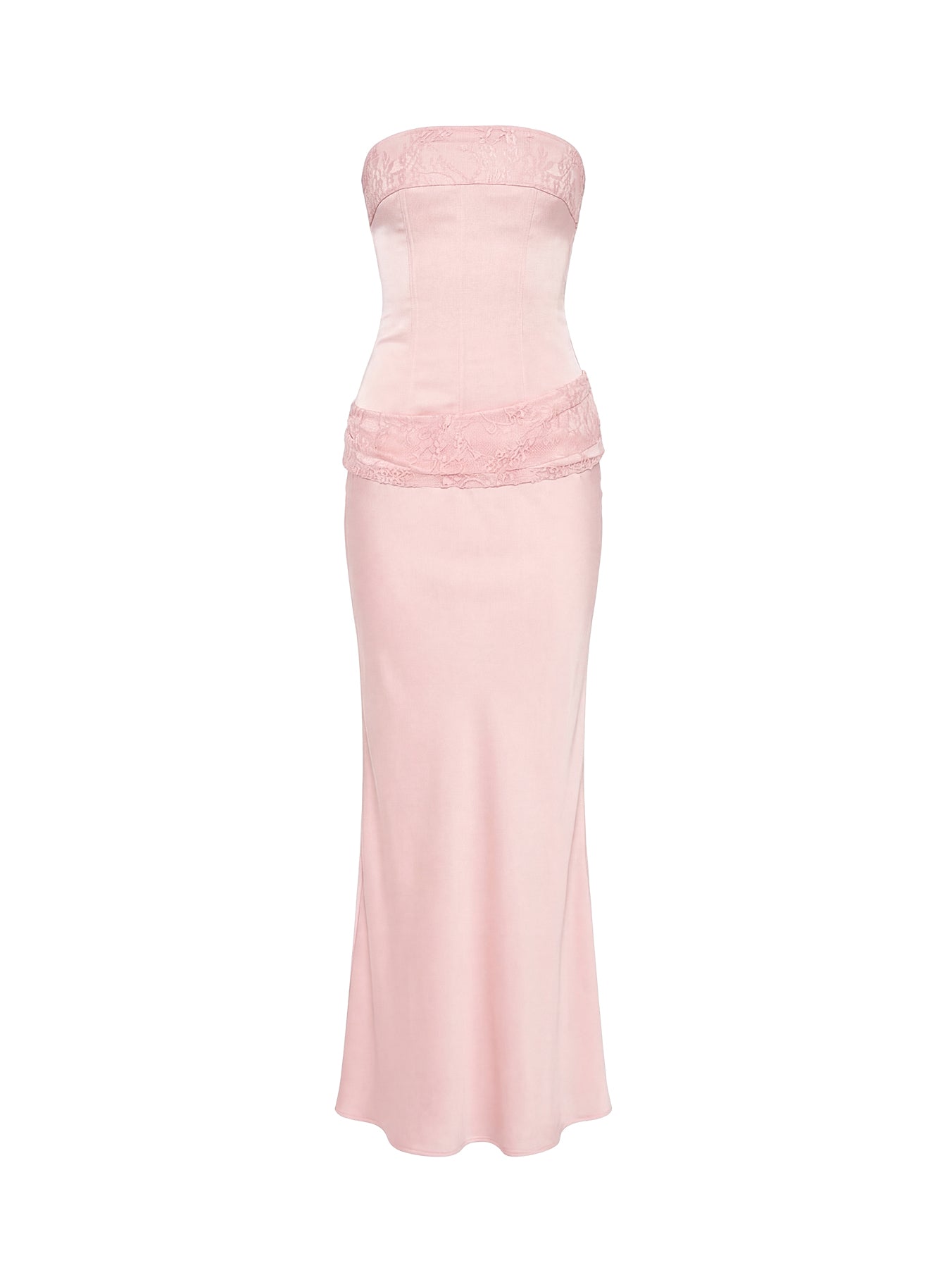 Sura Strapless Lace Detail Maxi Dress Pink - Image 10