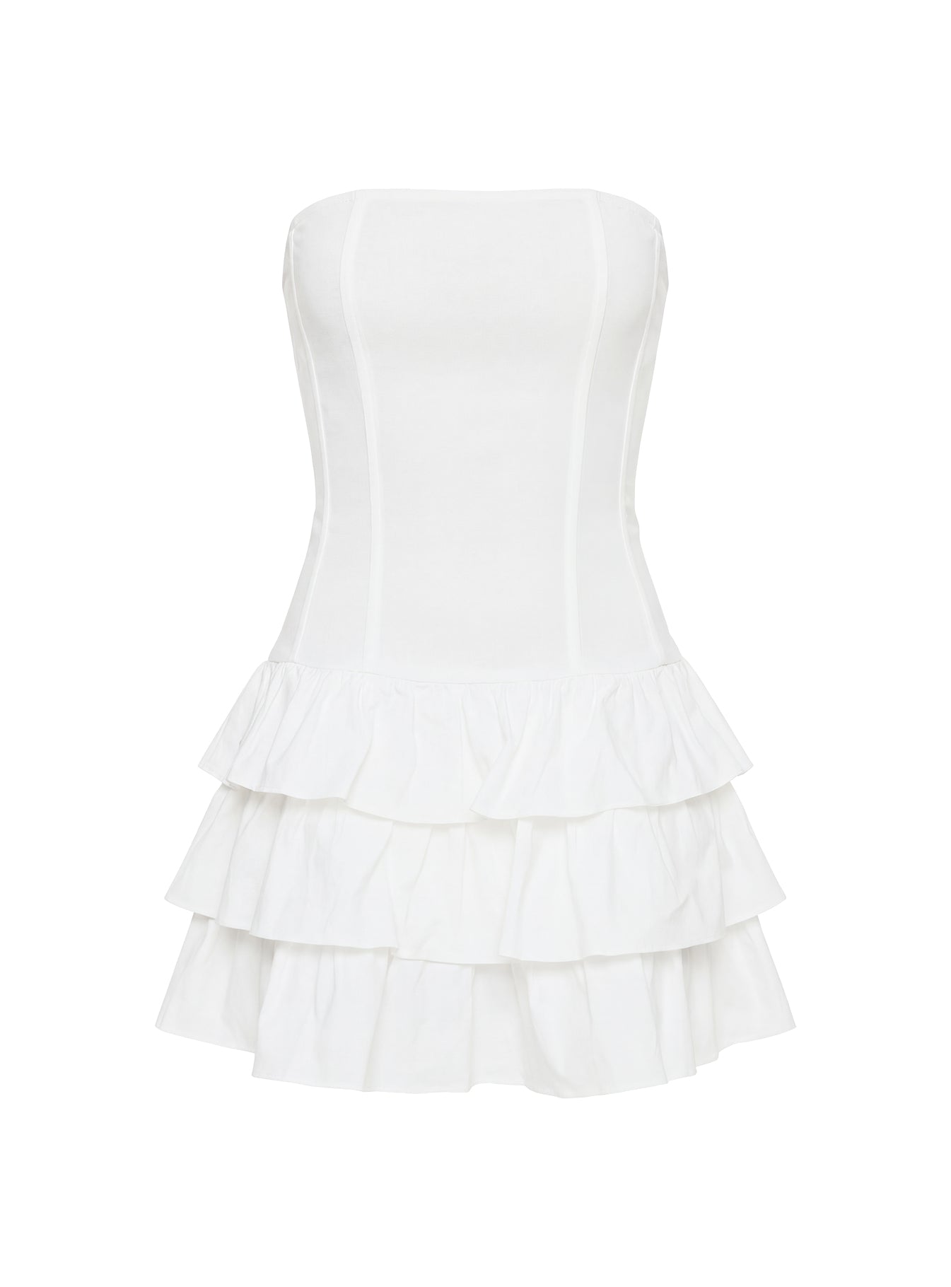 Valentia Tiered Mini Dress White - Image 8