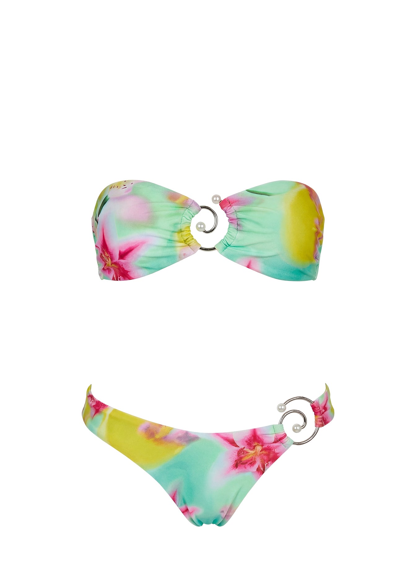 Treyana Swirl High Side Bikini Bottom Green Floral - Image 5