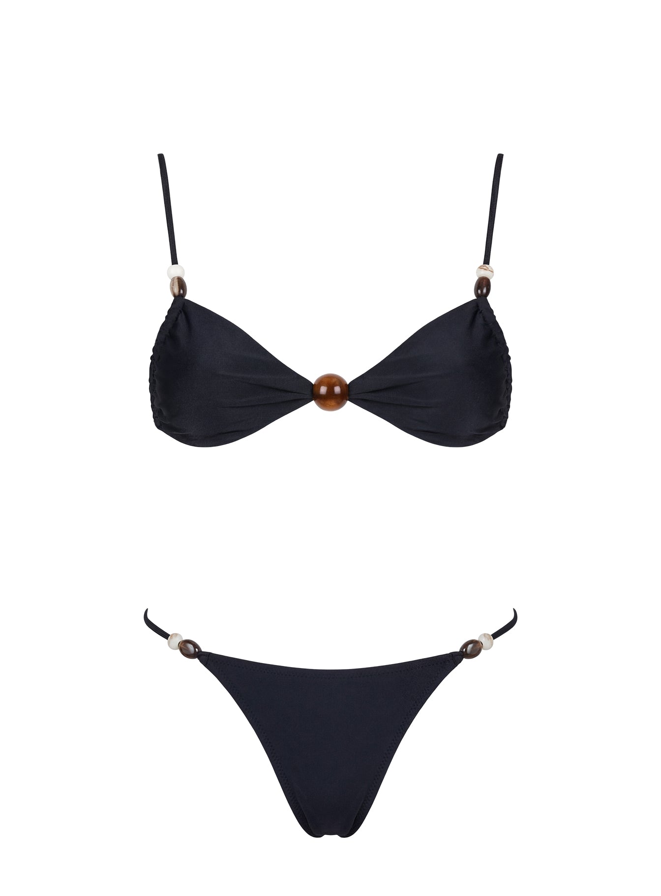 Slow Summer Bead Detail Bikini Top Black - Image 5