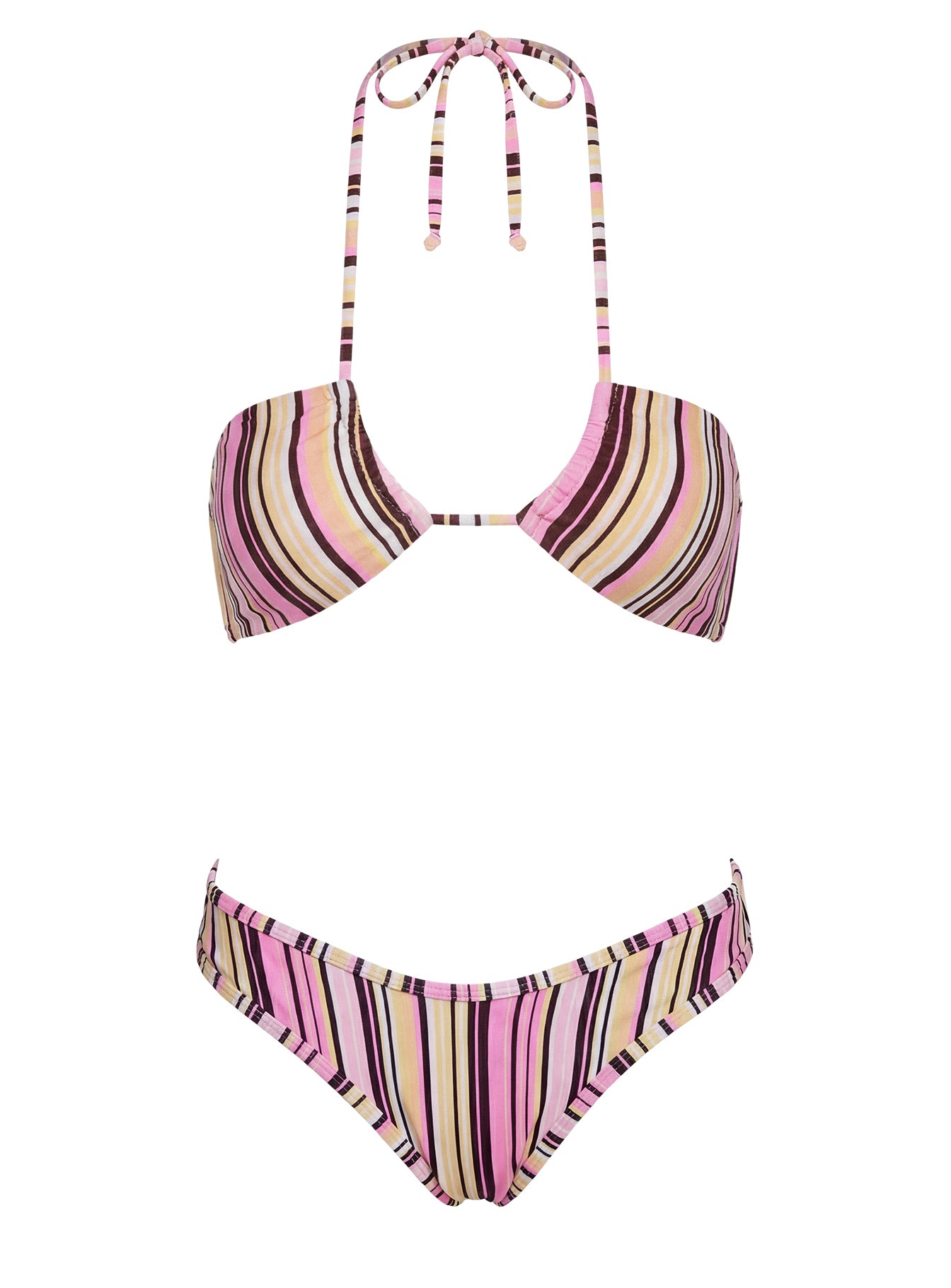 Tropical Vibes Bandeau Bikini Top Pink / Yellow Stripe - Image 5