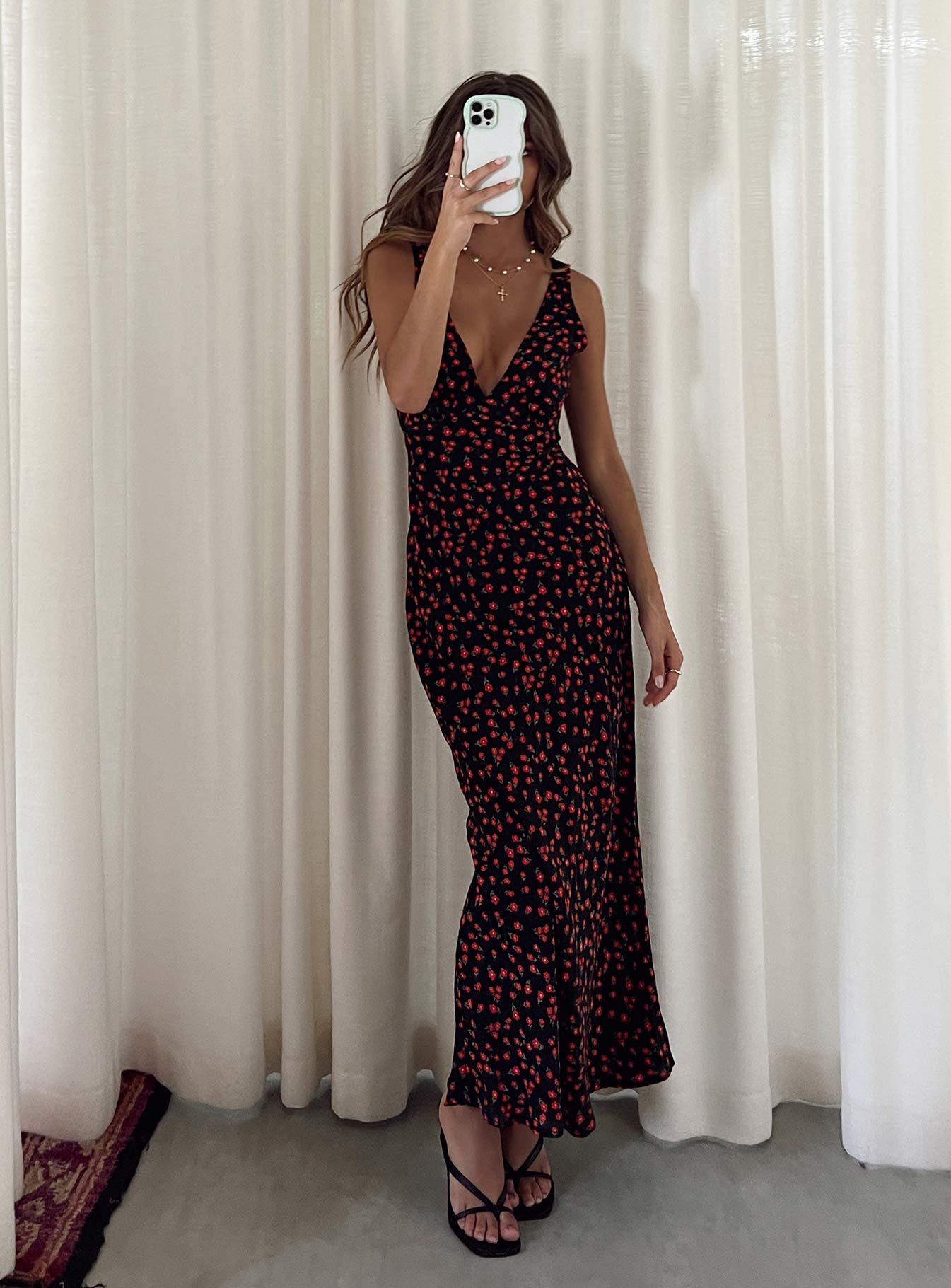 Alternative view of Nellie Maxi Dress Black/Red Floral