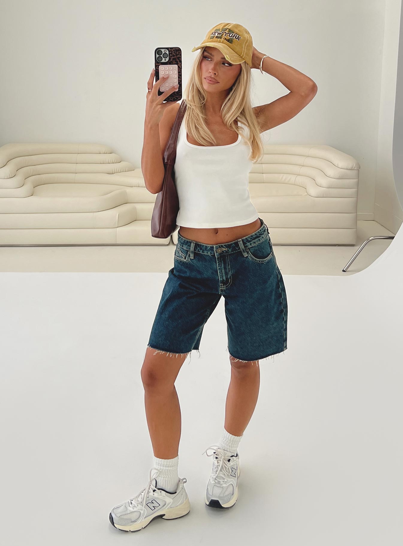 Cult Classic Longline Denim Shorts Vintage Wash - Image 9