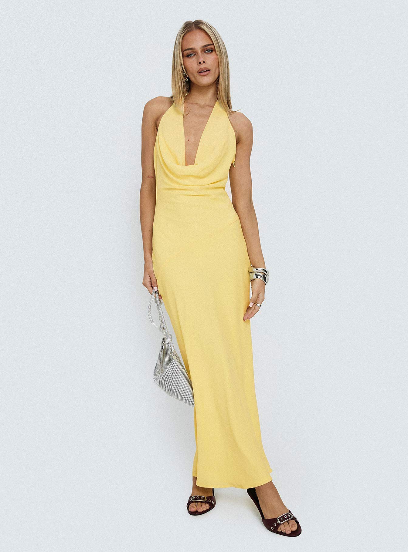 Alternative view of Ocean Boulevard Plunge Maxi Dress Lemon