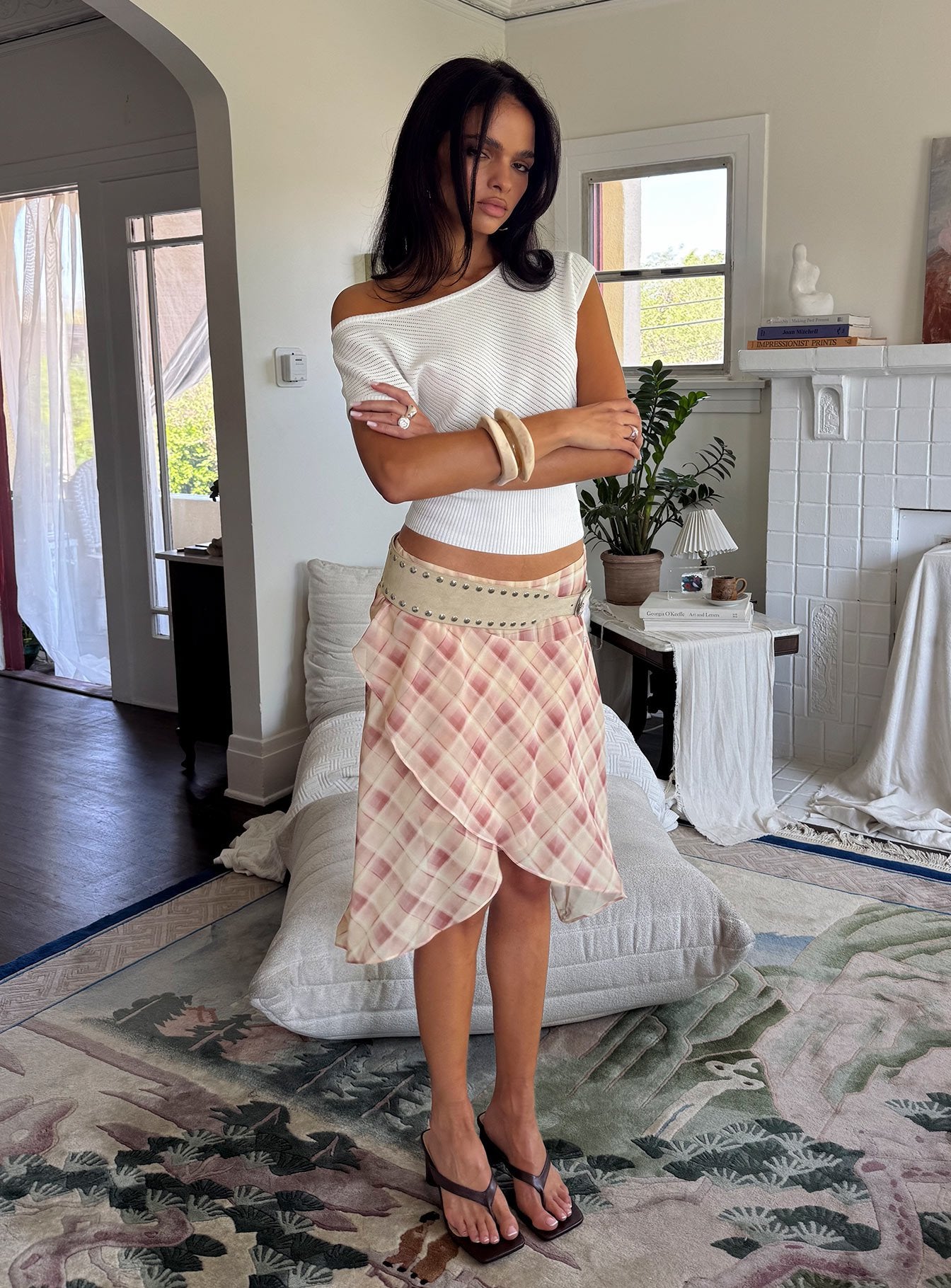Natana Asymmetrical Mini Skirt Multi Check