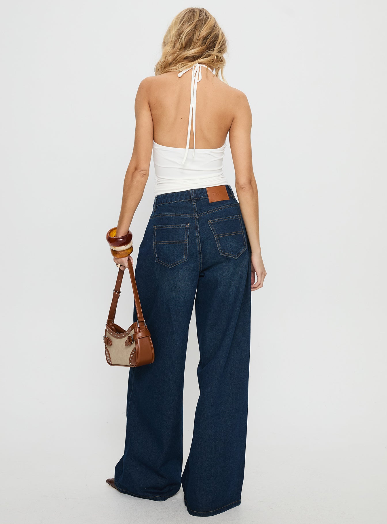 Naylor Mid Rise Wide Leg Jeans Mid Blue Denim Petite - Image 5