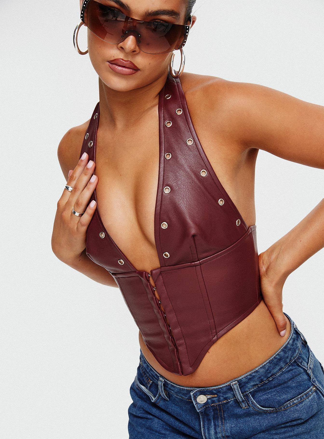 Alternative view of Palladia Pu Jordy Corset Burgundy