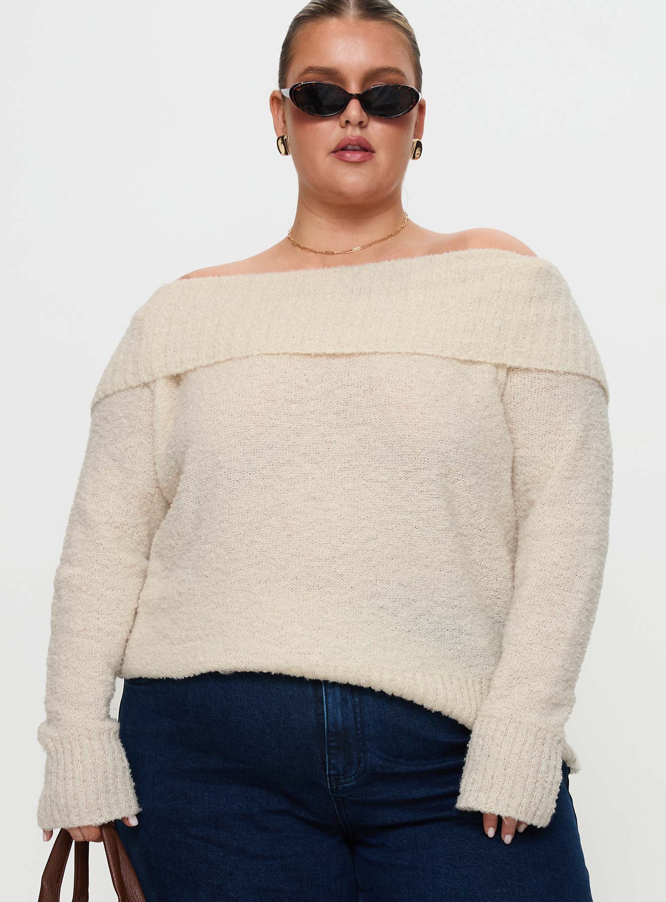 Alternative view of Parkley Boucle Off The Shoulder Cream Curve