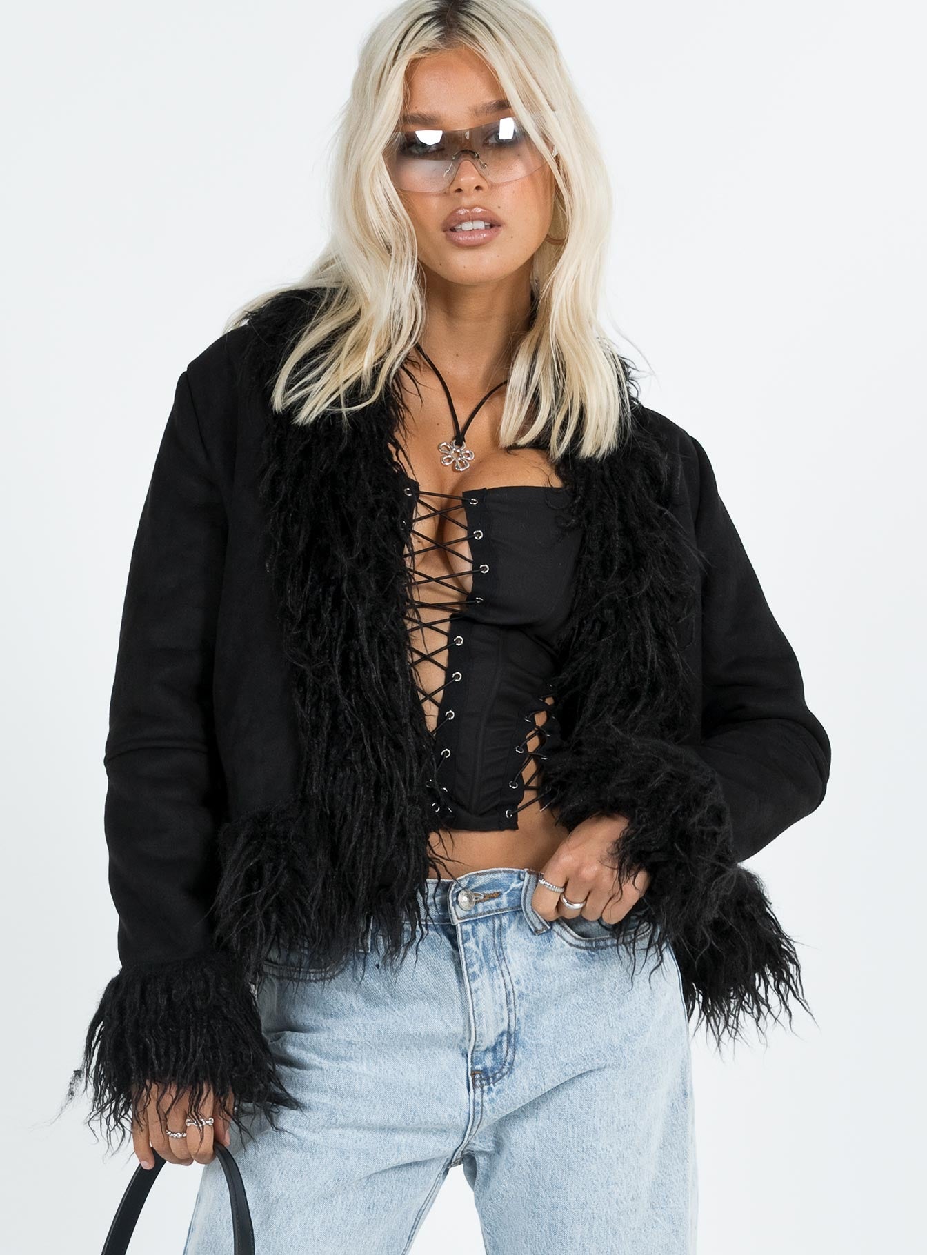 Alternative view of Lowden Faux Fur Jacket Black