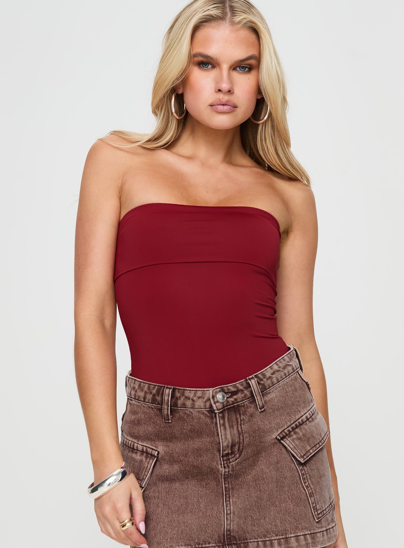 Alternative view of Niner Strapless Bodysuit Burgundy