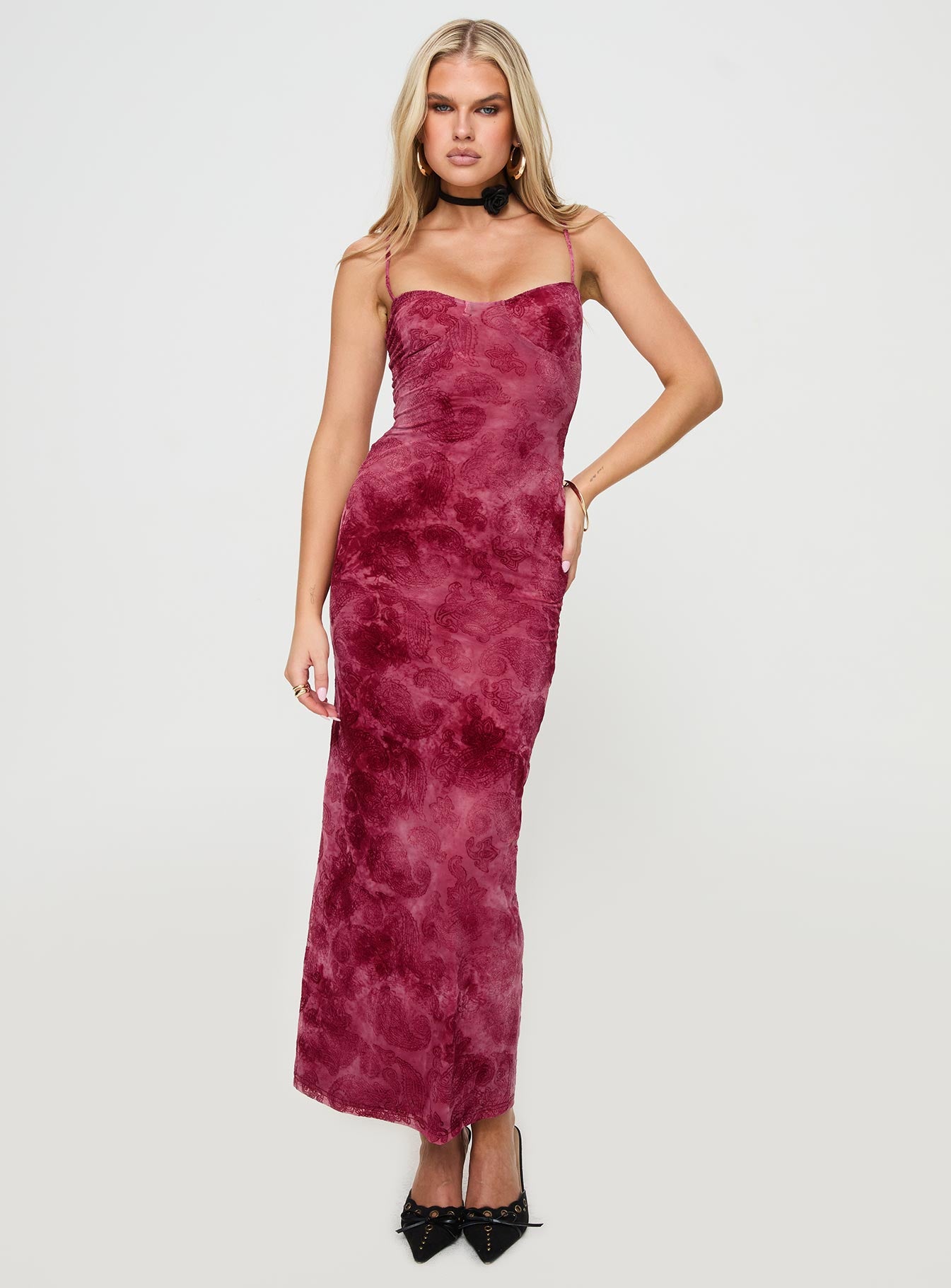 Alternative view of Orla Paisley Maxi Dress Burgundy
