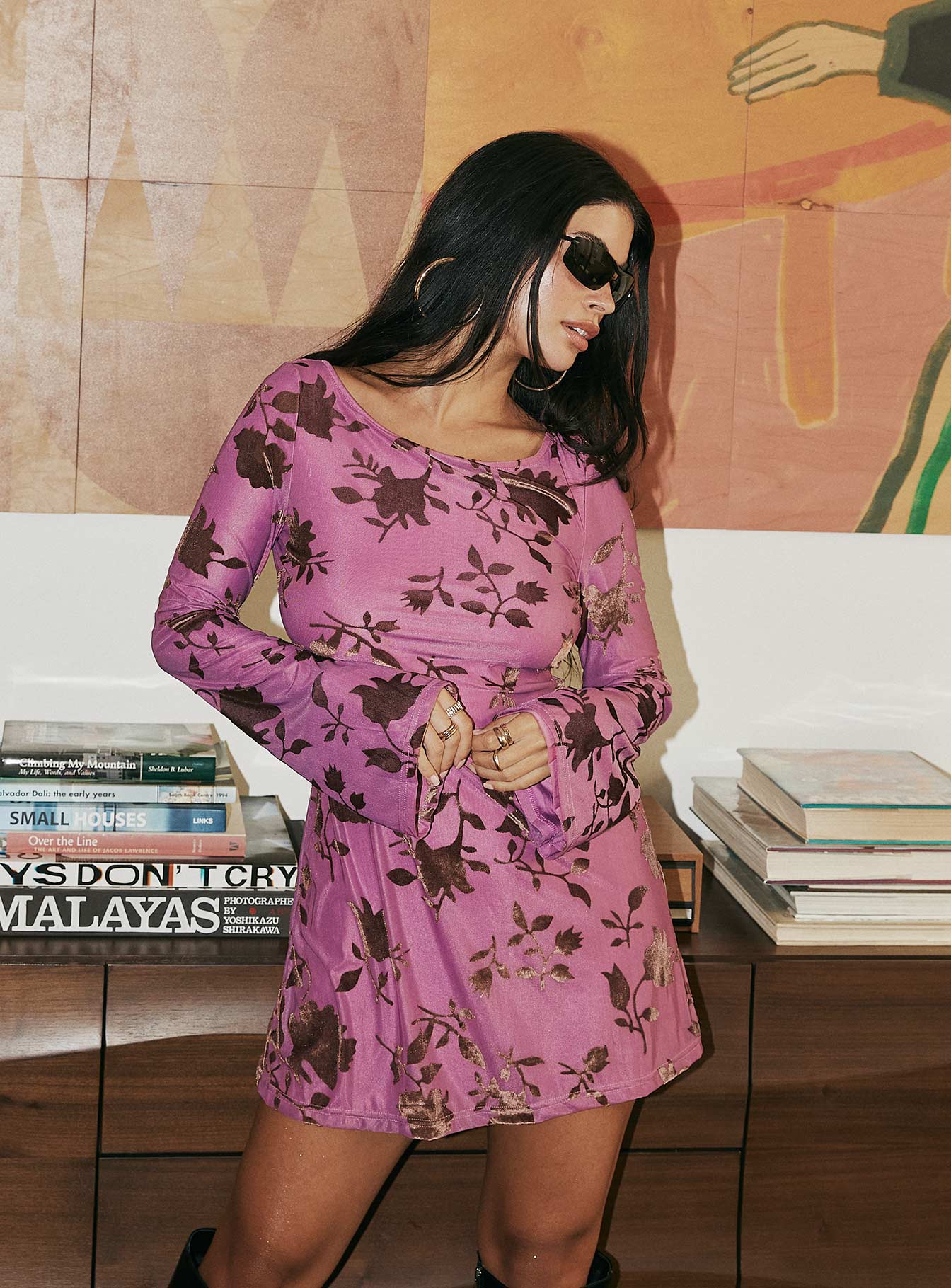 Lukea Long Sleeve Mini Dress Pink / Floral - Image 3