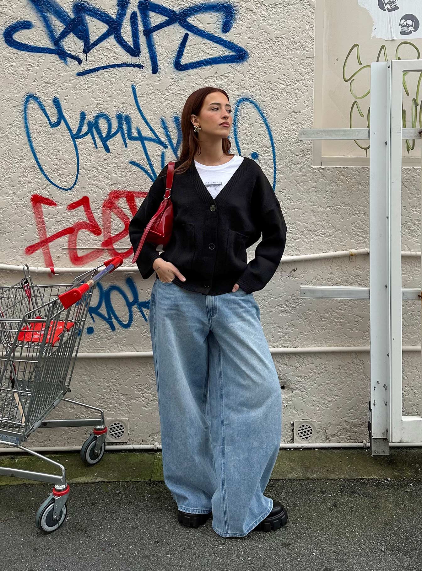 Alternative view of Naylor Mid Rise Wide Leg Jeans Light Blue Wash