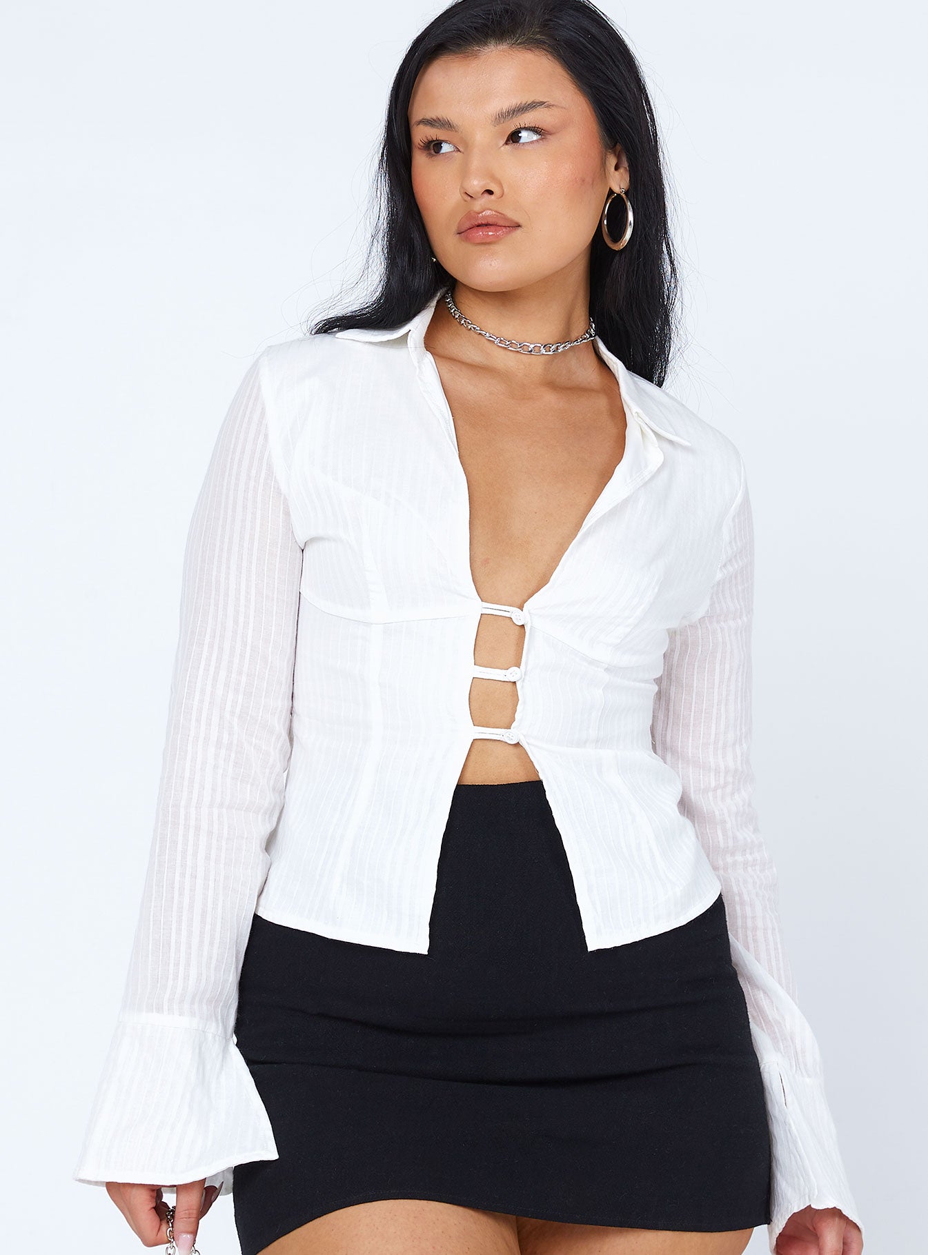 Alternative view of Nial Long Sleeve Top White