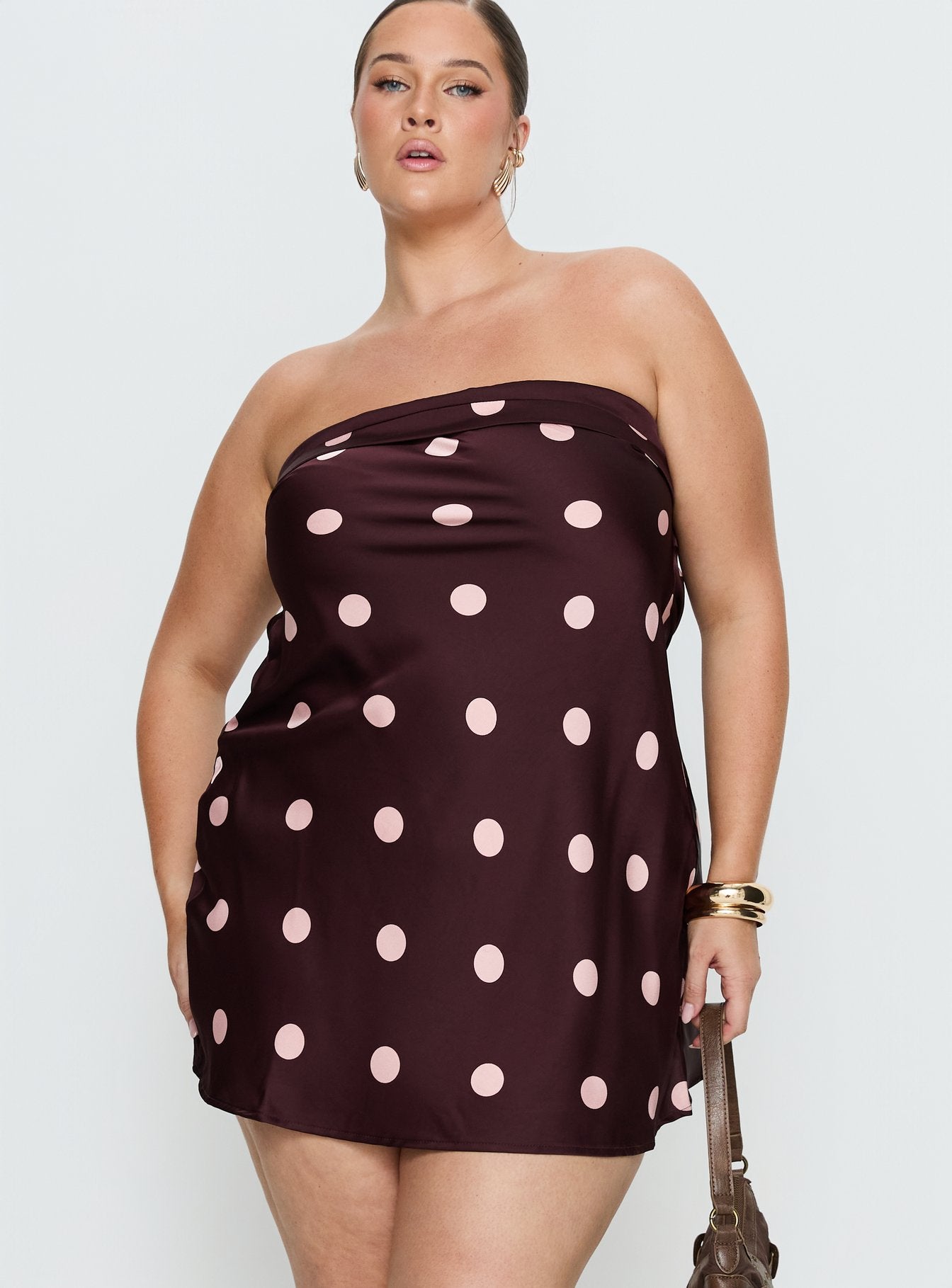 Alternative view of Phillipa Mini Dress Plum / Pink Polka Dot Curve