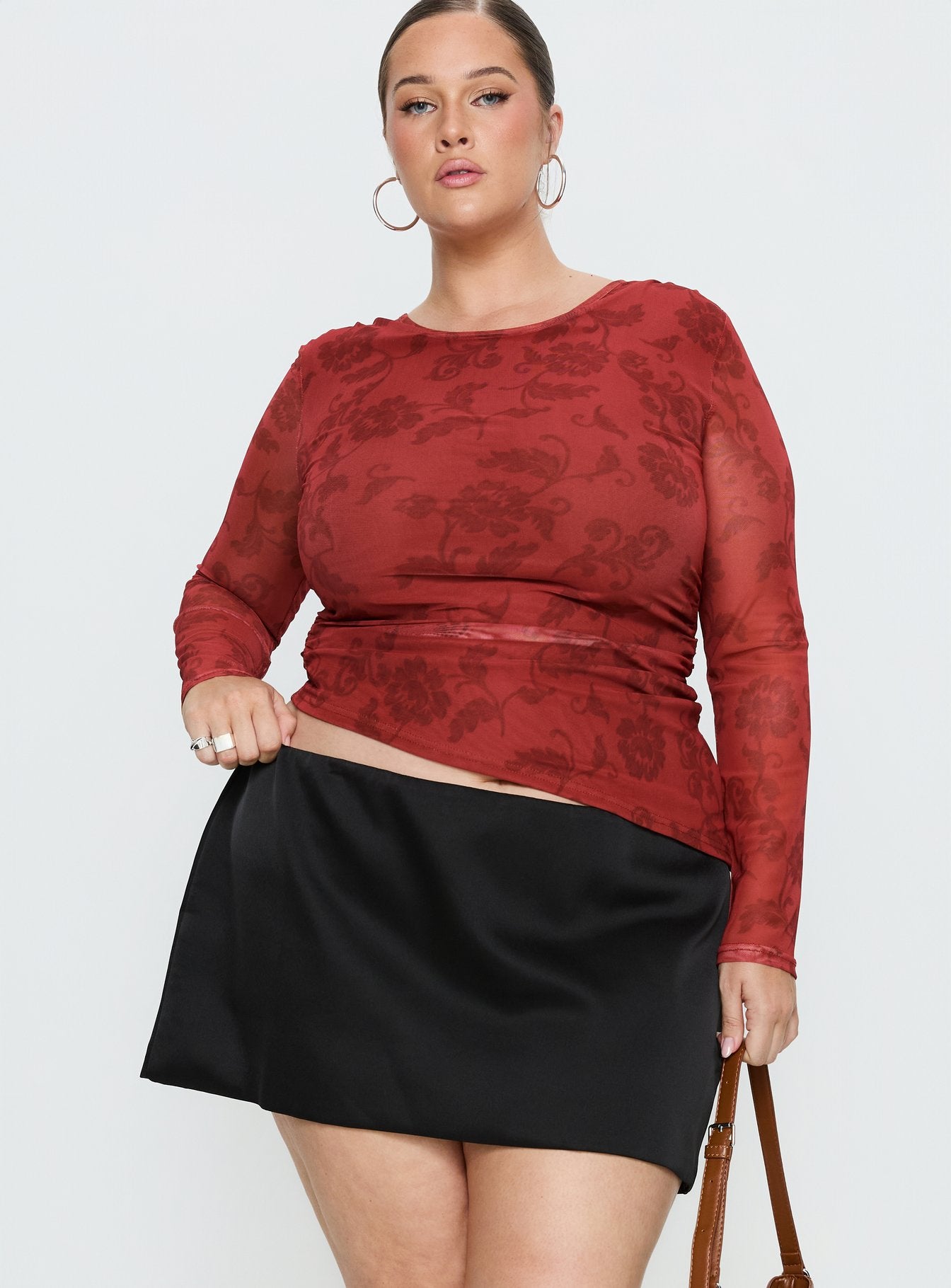 Alternative view of Nadya Satin Tailored Mini Skirt Black Curve
