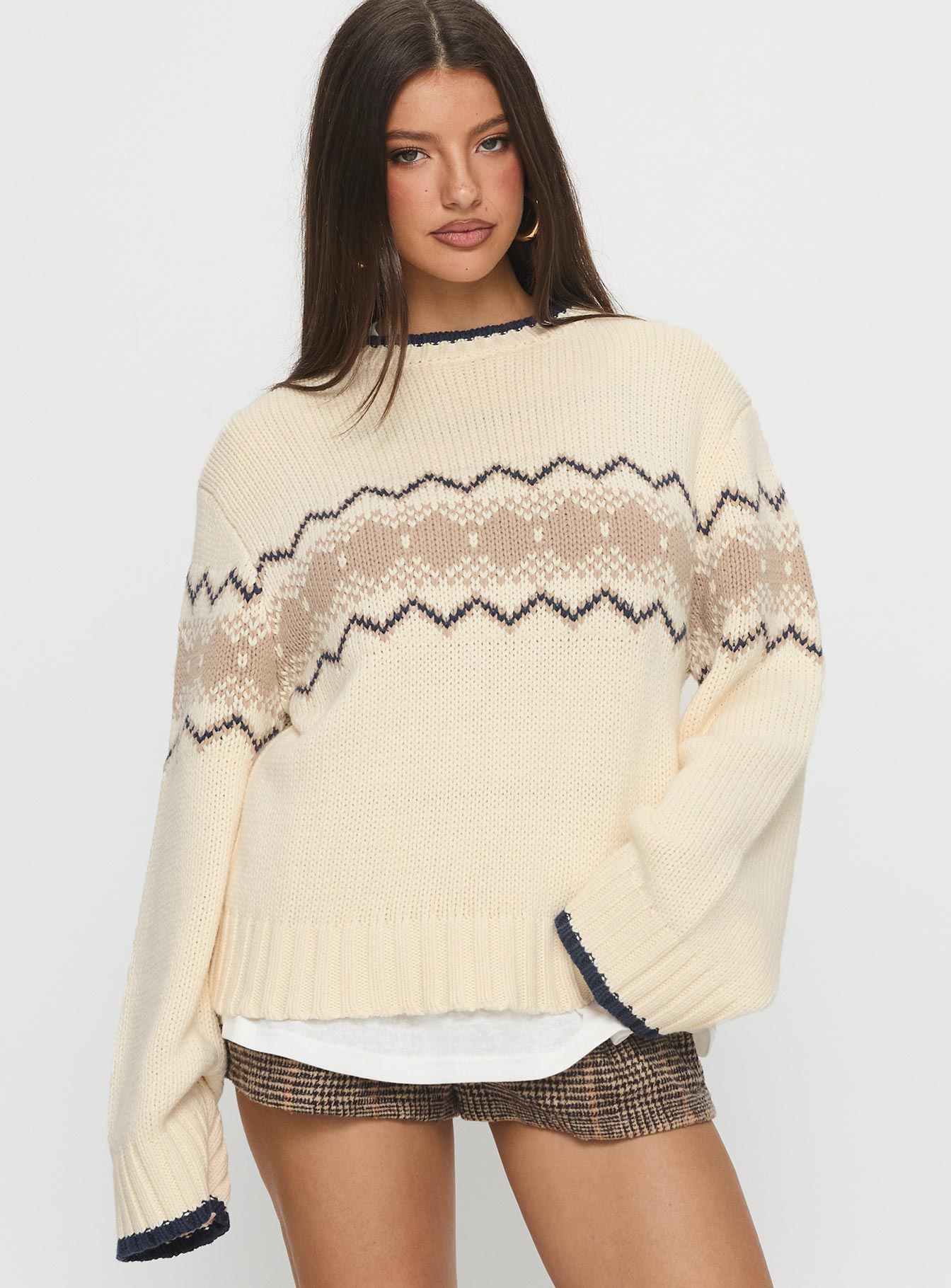 Alternative view of Madalynn Knit Graphic Jumper Beige