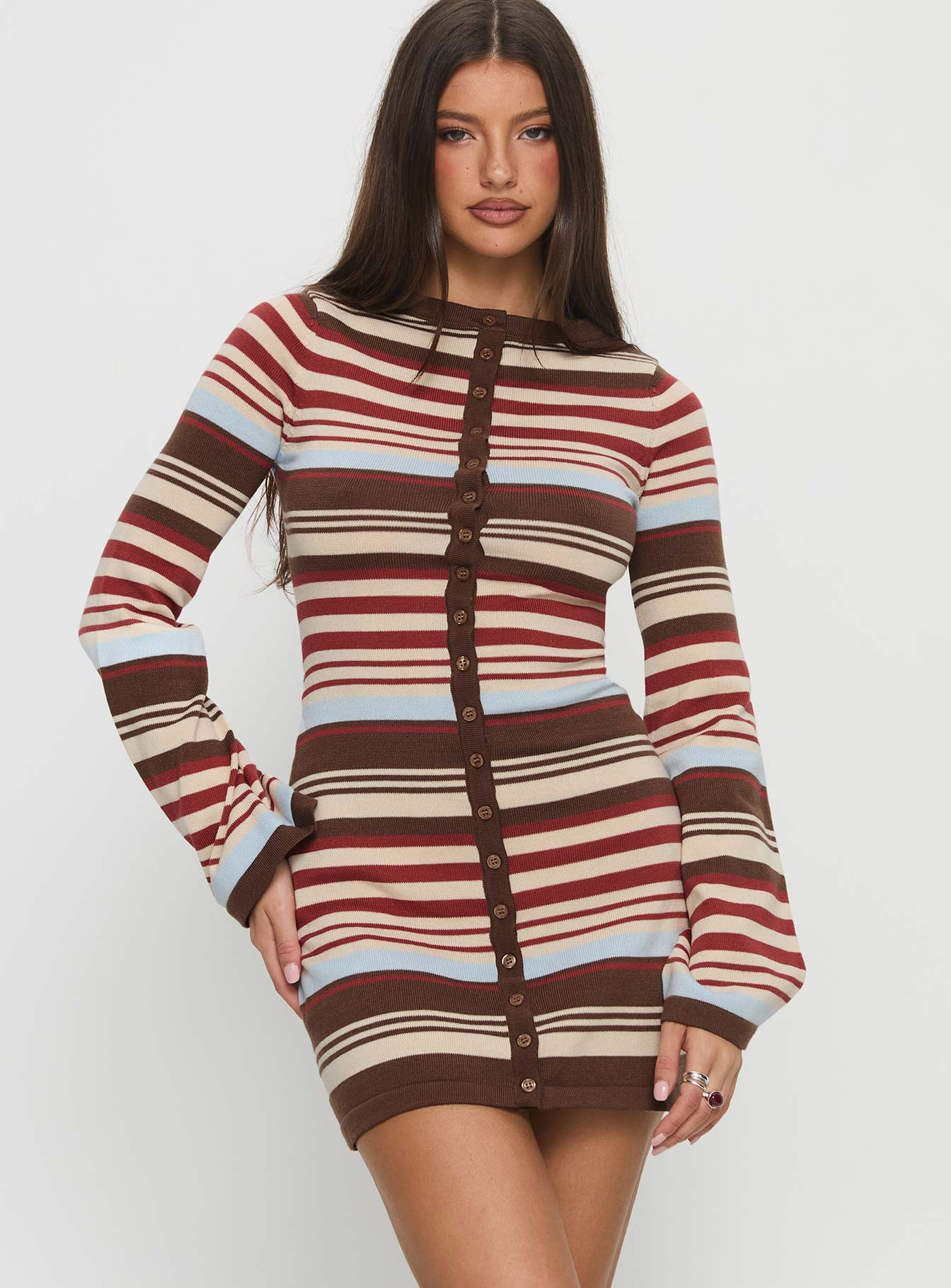 Alternative view of Norelai Long Sleeve Knit Mini Dress Multi Stripe