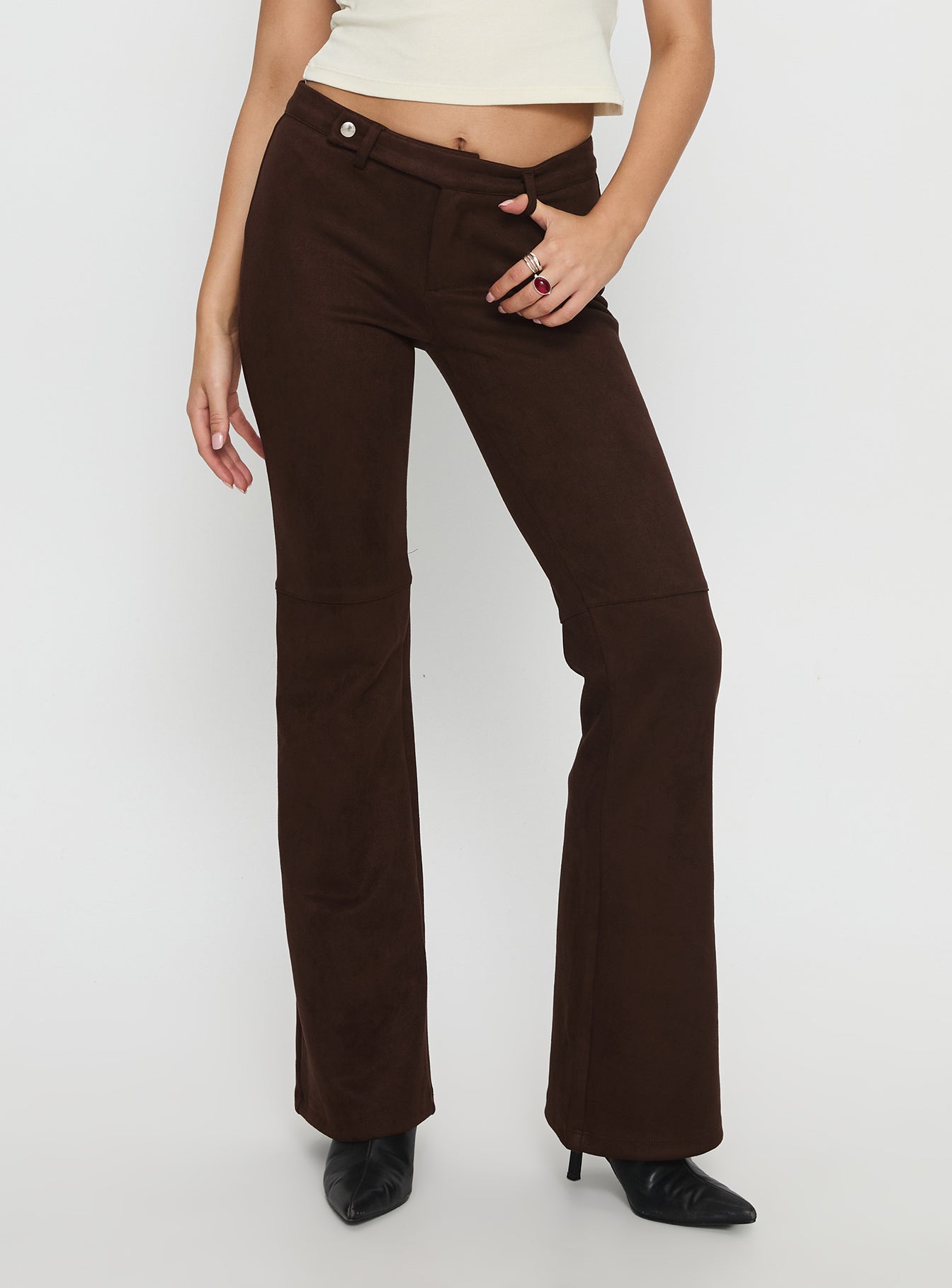 Alternative view of Final Shot Faux Suede Pants Brown