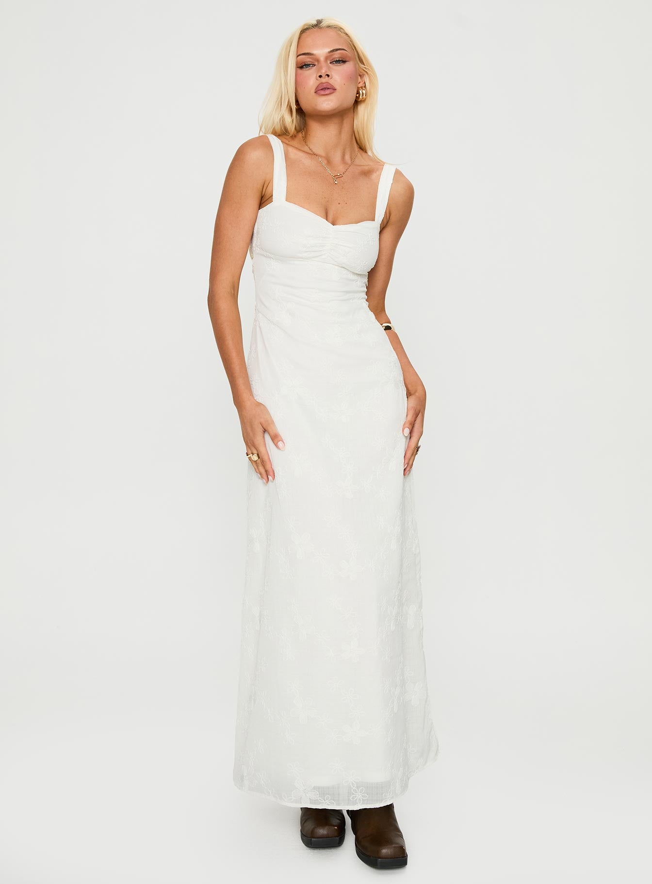 Alternative view of Maisone Broderie Maxi Dress White