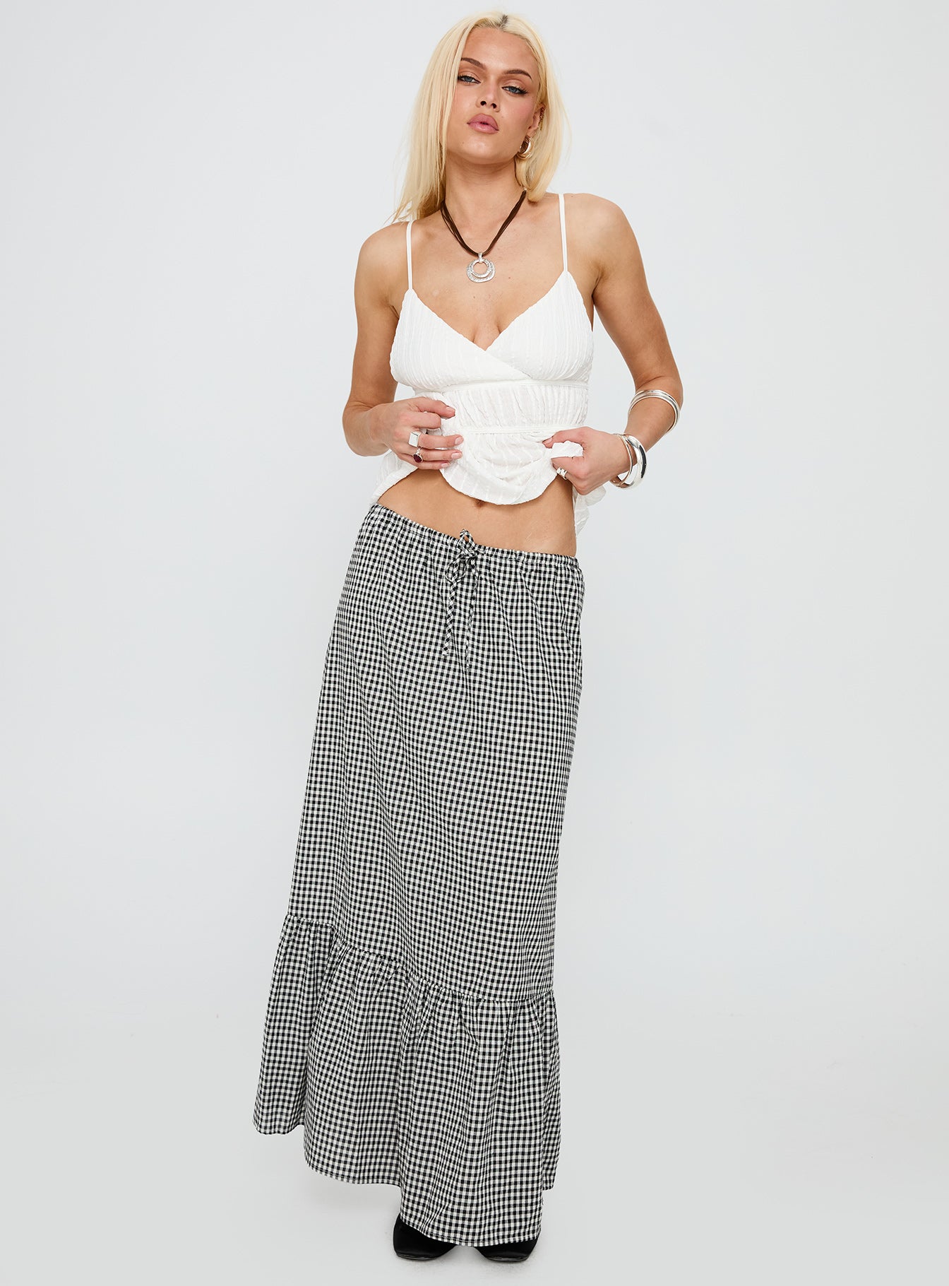 Alternative view of Modern Girl Maxi Skirt Black / White Gingham