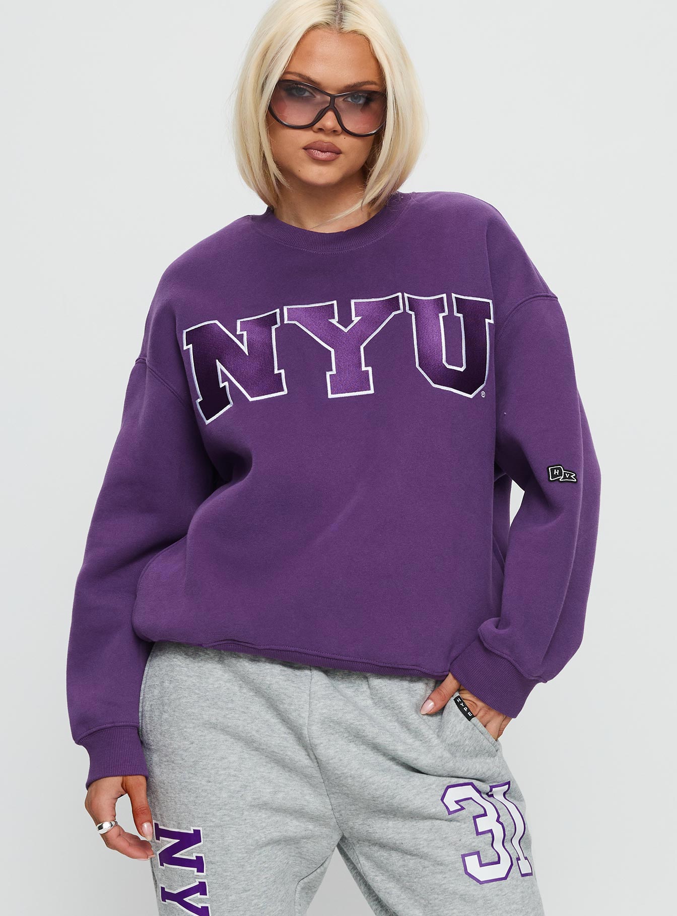 Nyu Offside Crewneck Sweatshirt Purple