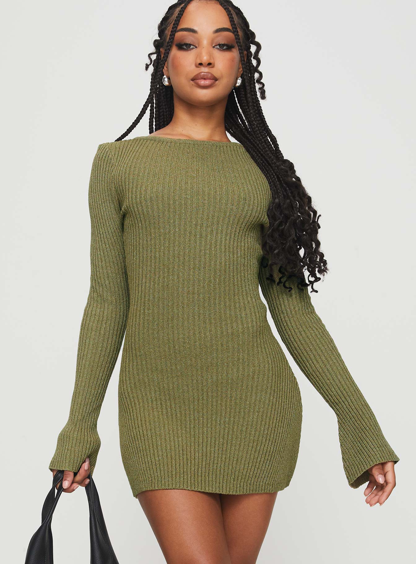 Alternative view of Osment Long Sleeve Knit Mini Dress Olive