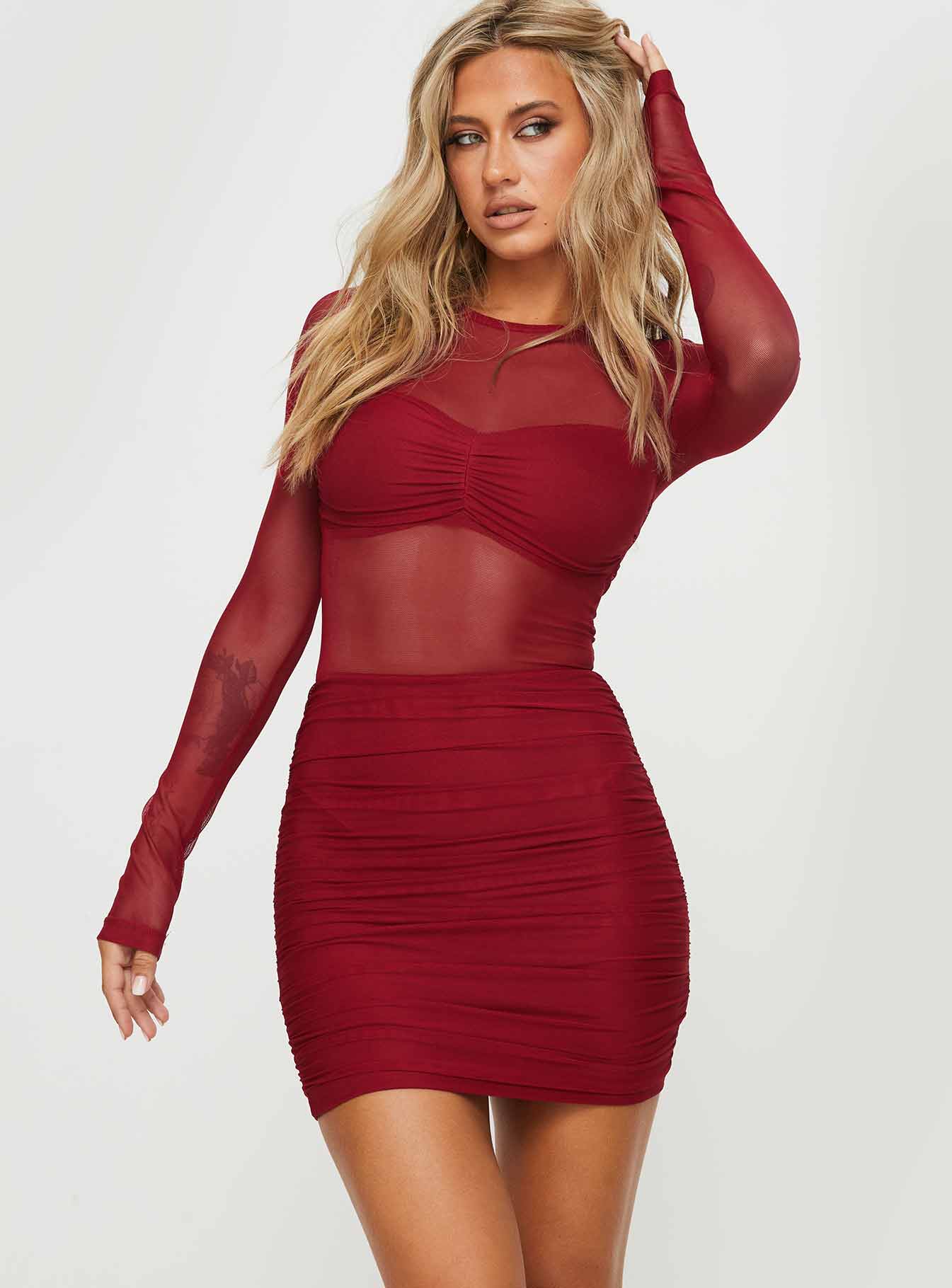 Alternative view of Hapstall Long Sleeve Mini Dress Burgundy