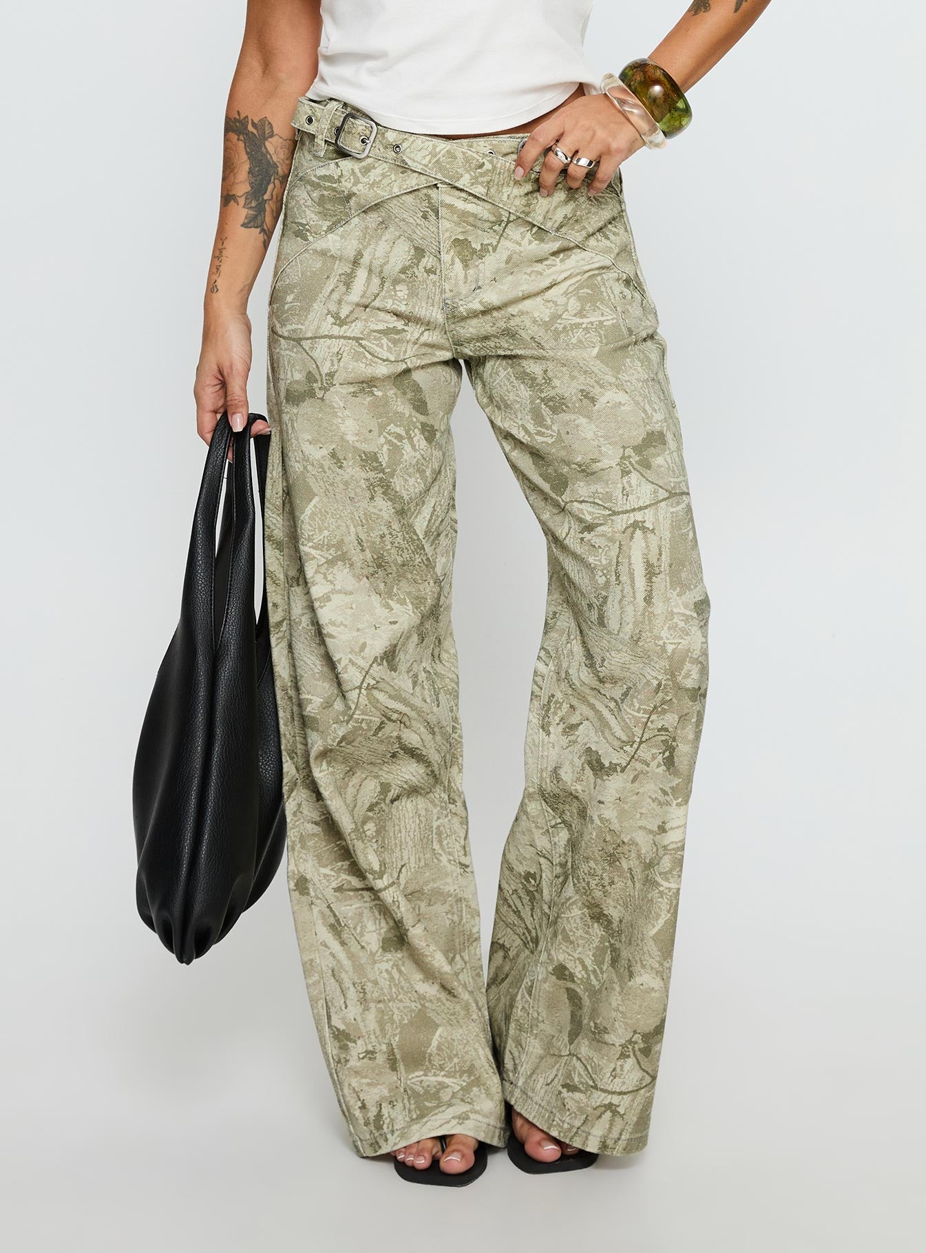 Alternative view of Mckinley Mid Rise Wide Leg Jeans Camouflage