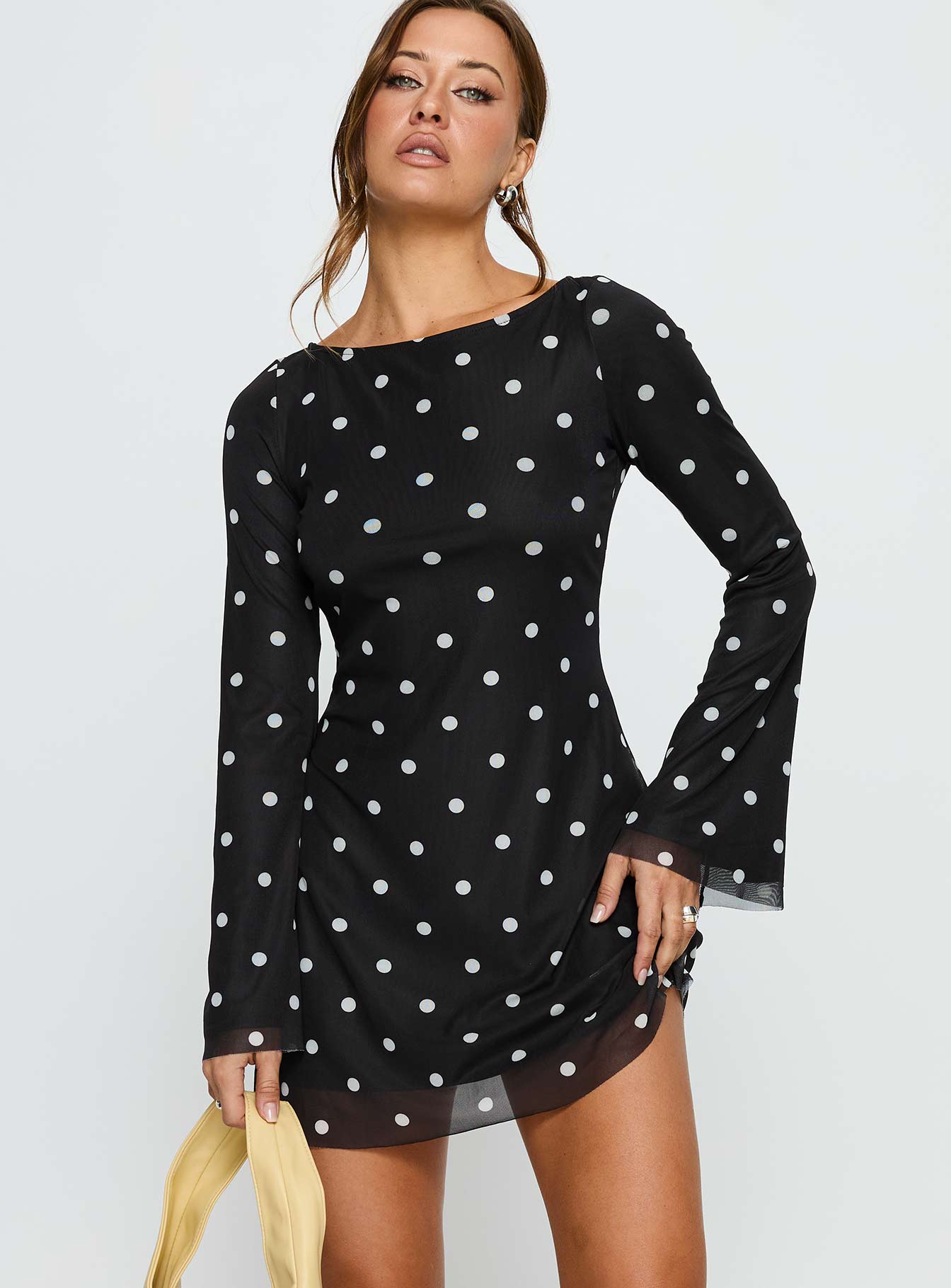 Alternative view of Lukea Long Sleeve Mini Dress Black Polka Dot