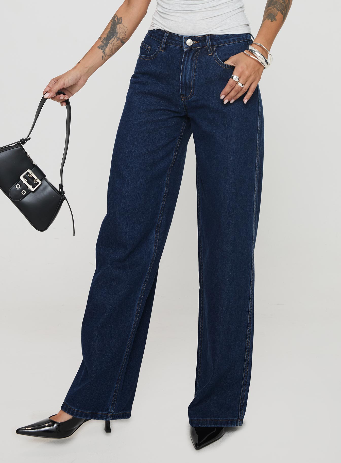 Alternative view of Maryanne Mid Rise Straight Leg Jeans Dark Wash