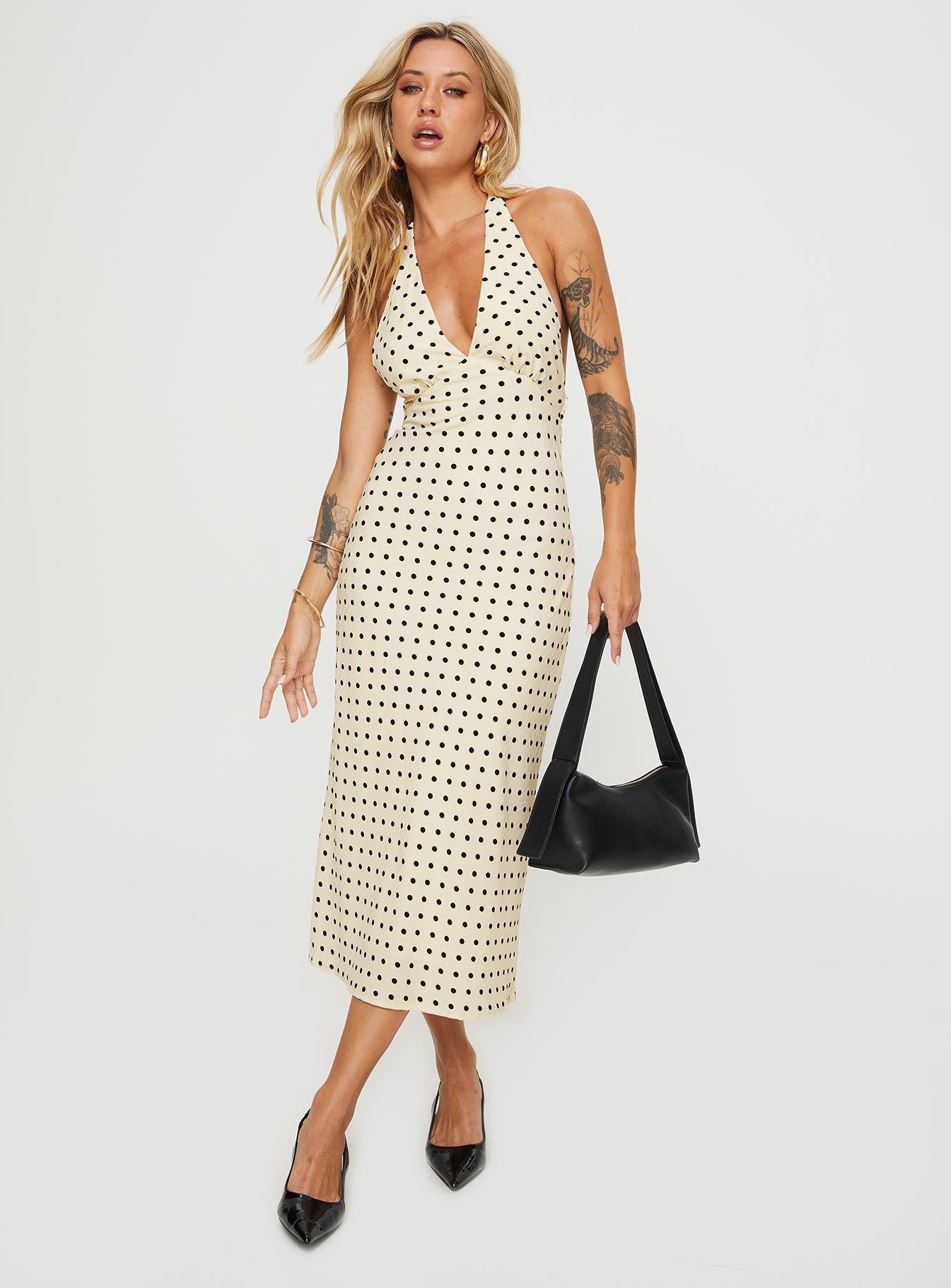 Alternative view of Kimbelle Halter Maxi Dress Cream / Polka Dot