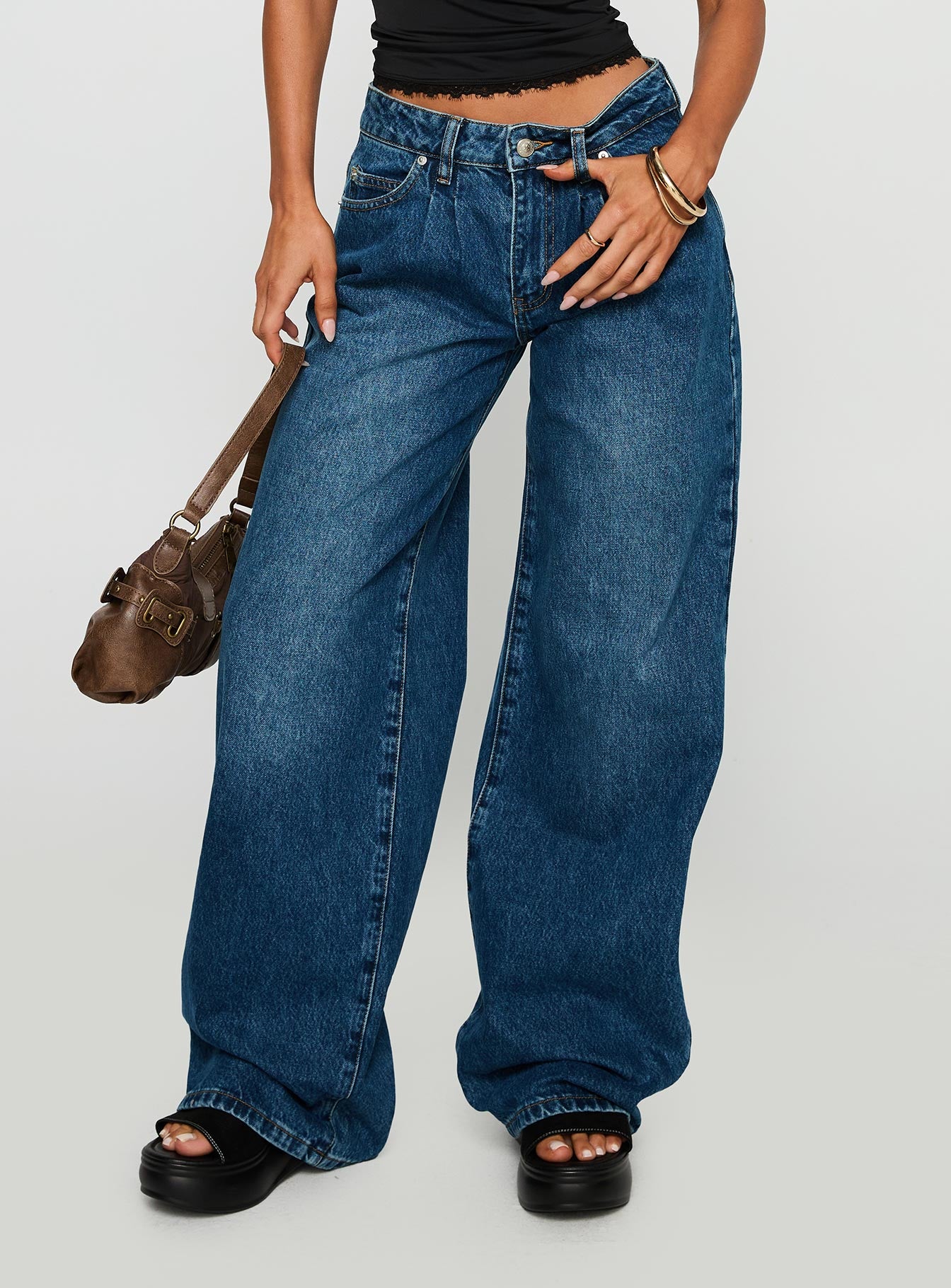 Alternative view of Duster Mid Rise Baggy Jeans Dark Wash