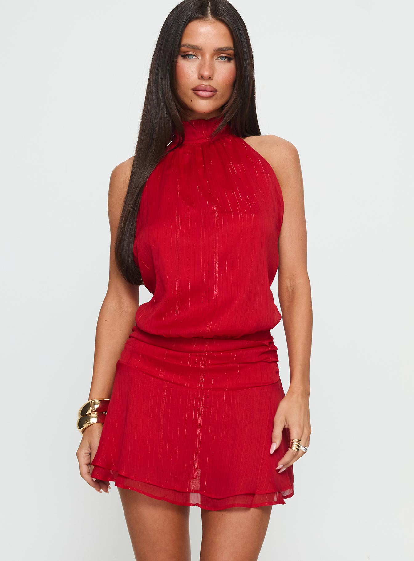 Alternative view of Maelis Backless Playsuit Red