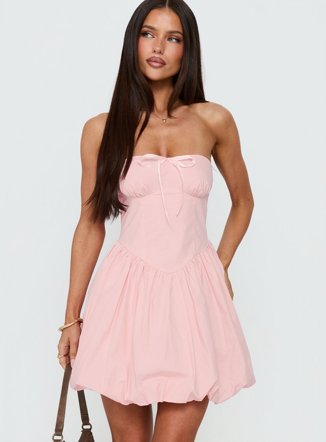 Alternative view of Melaina Bubble Hem Mini Dress Pink