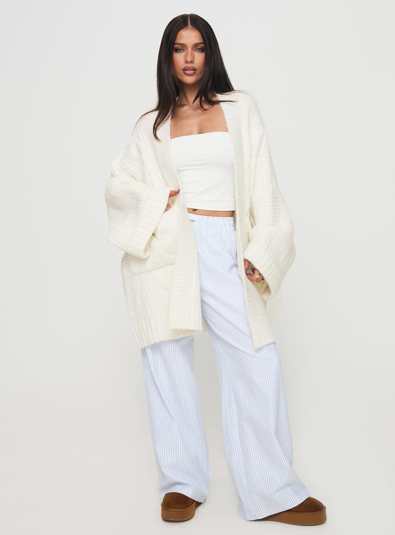 Alternative view of Paisleigh Cable Knit Cardigan Cream