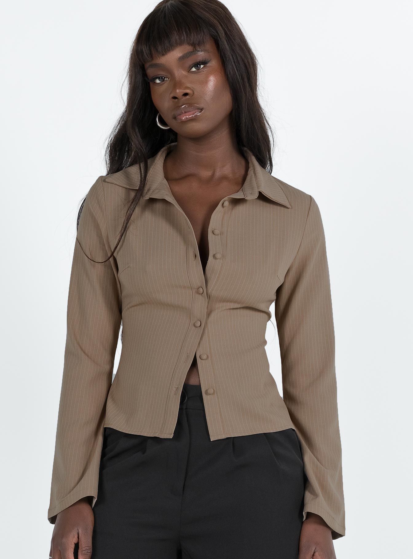 Alternative view of Anni Pinstripe Shirt Beige