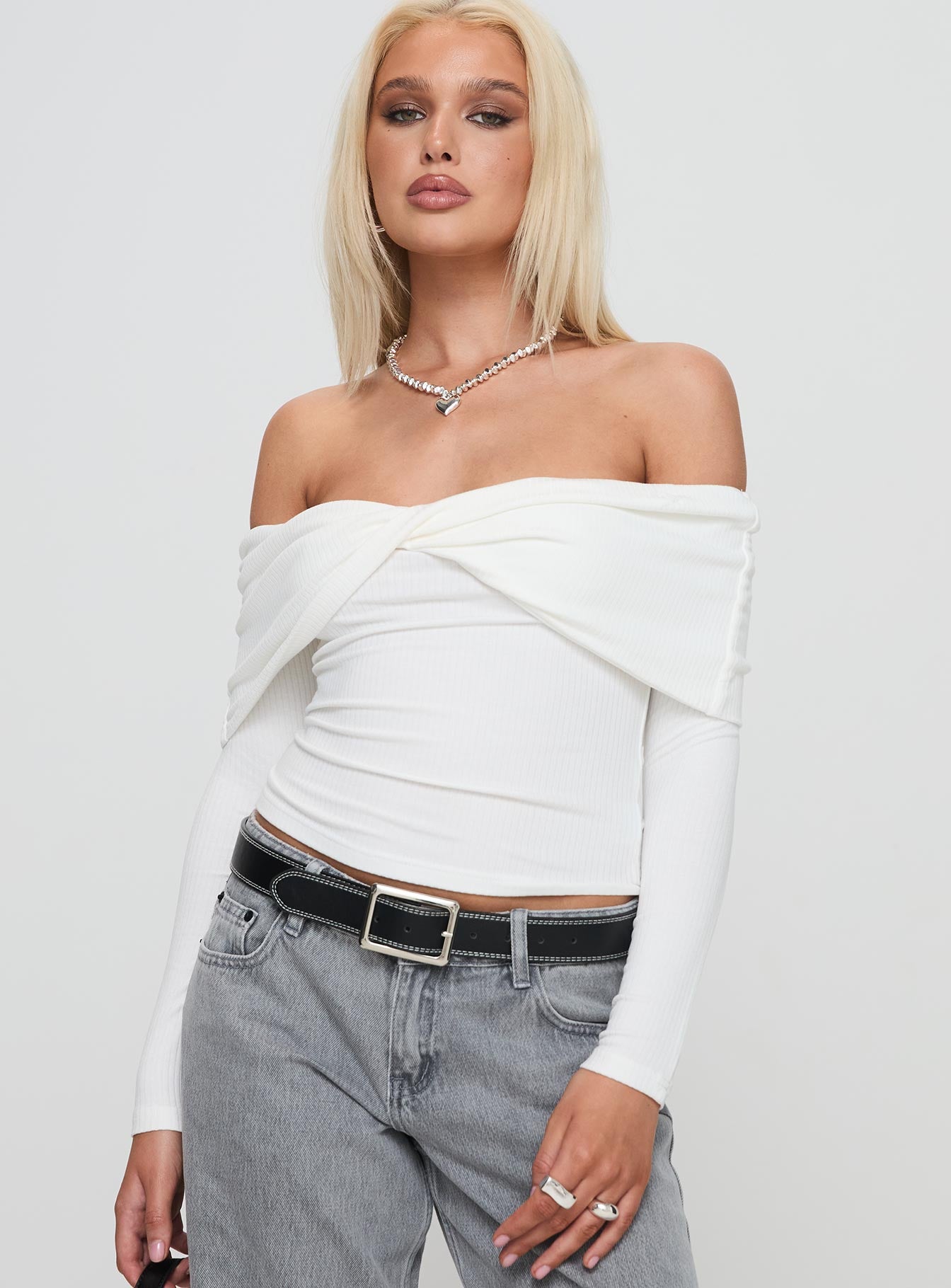 Alternative view of Myrina Long Sleeve Top White