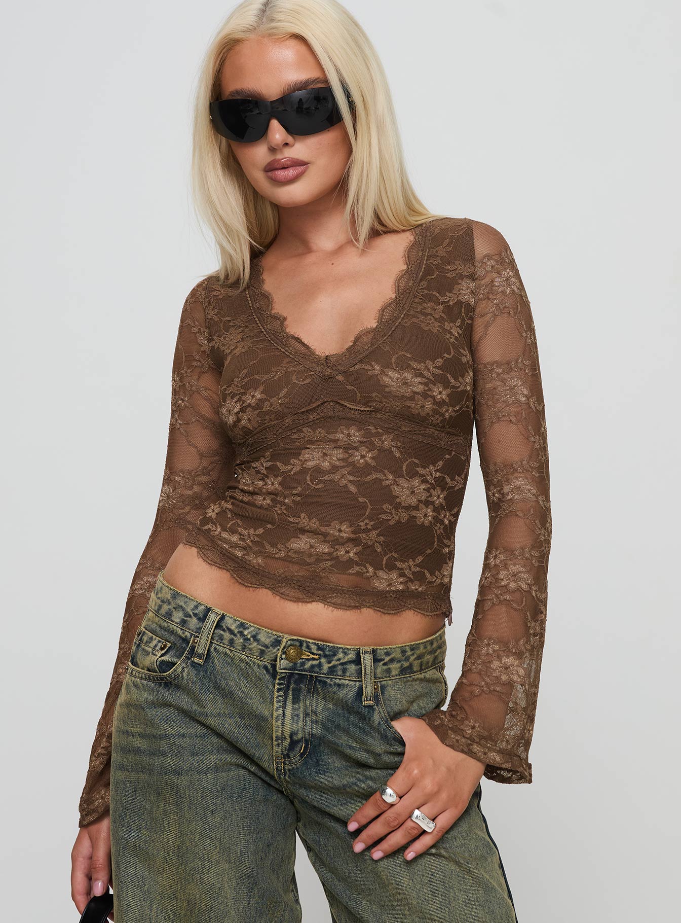 Alternative view of Pitter Long Sleeve Top Brown
