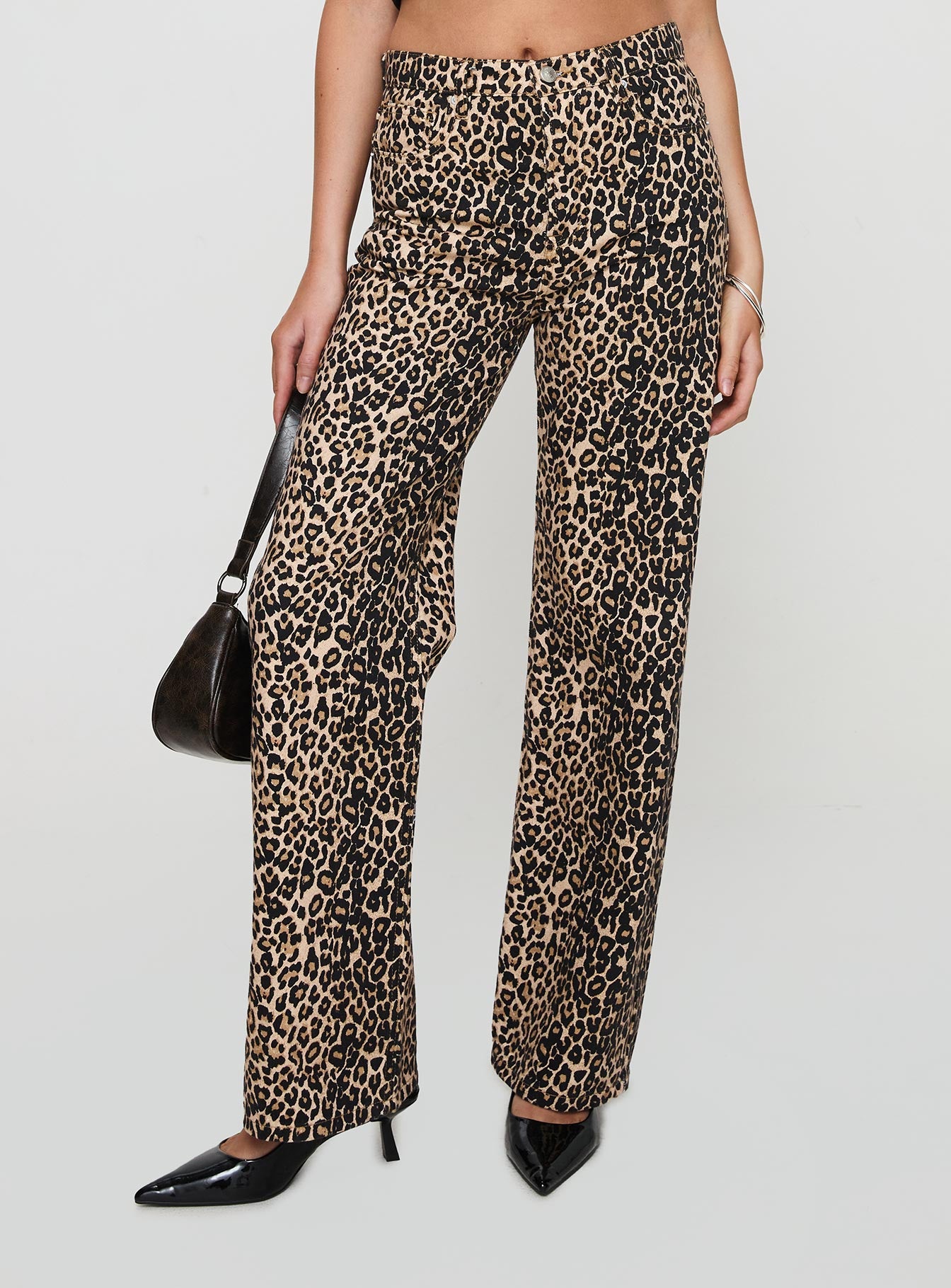 Alternative view of Pezzi Mid Rise Straight Leg Jeans Leopard