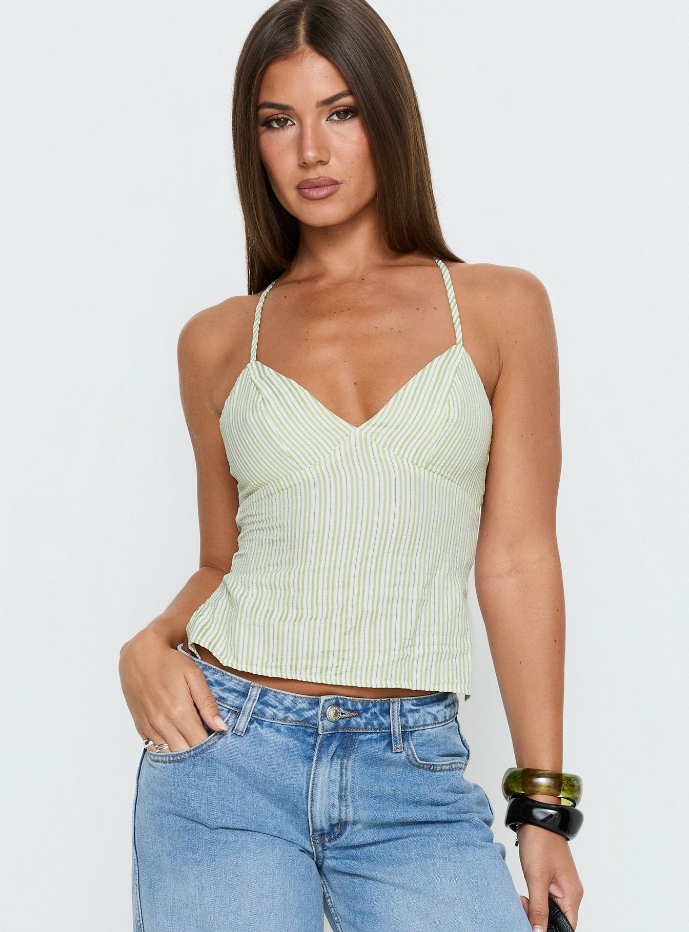Alternative view of Candid Top Green Stripe