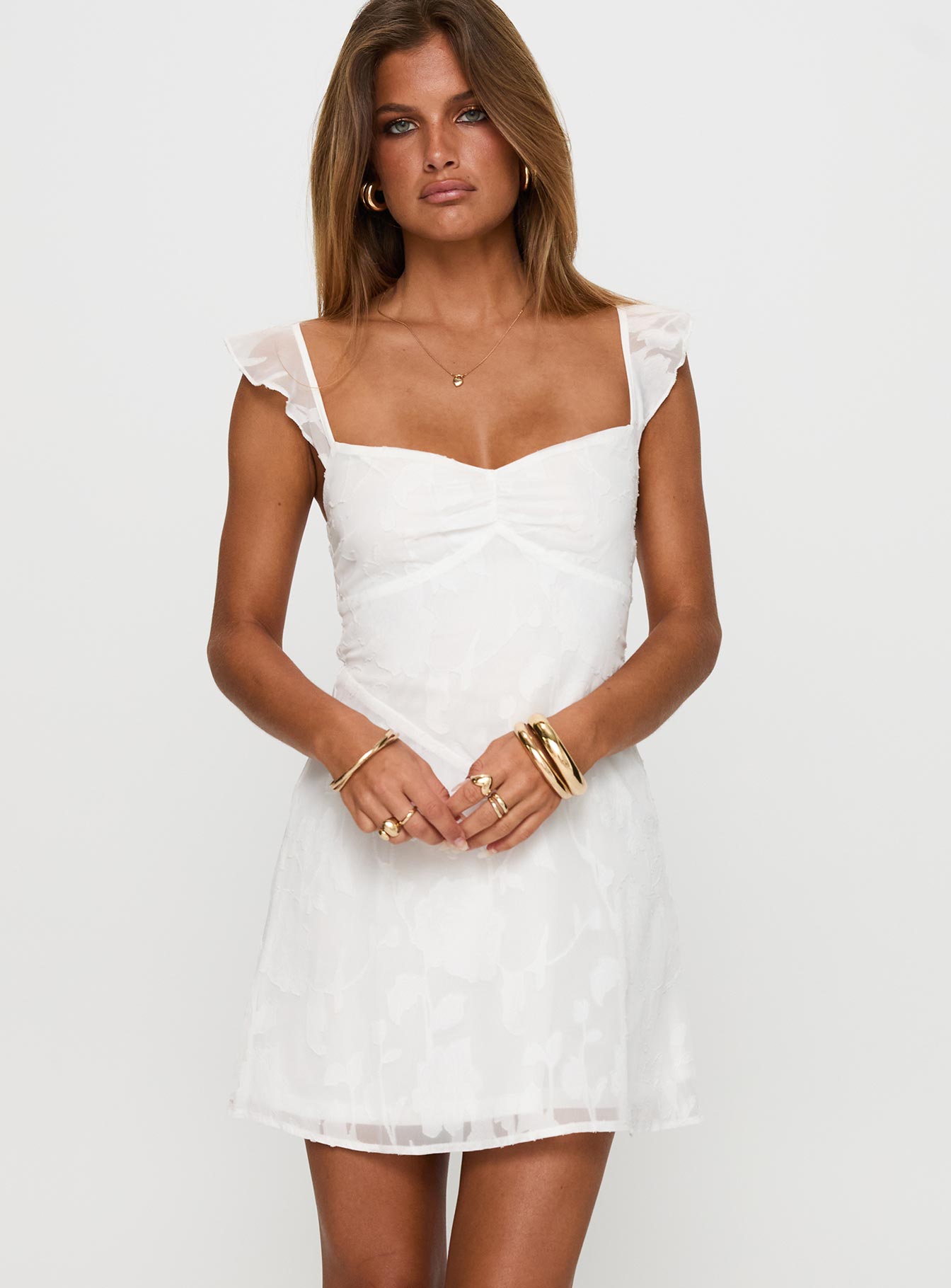 Alternative view of Past And Present Burnout Tie Back Mini Dress White
