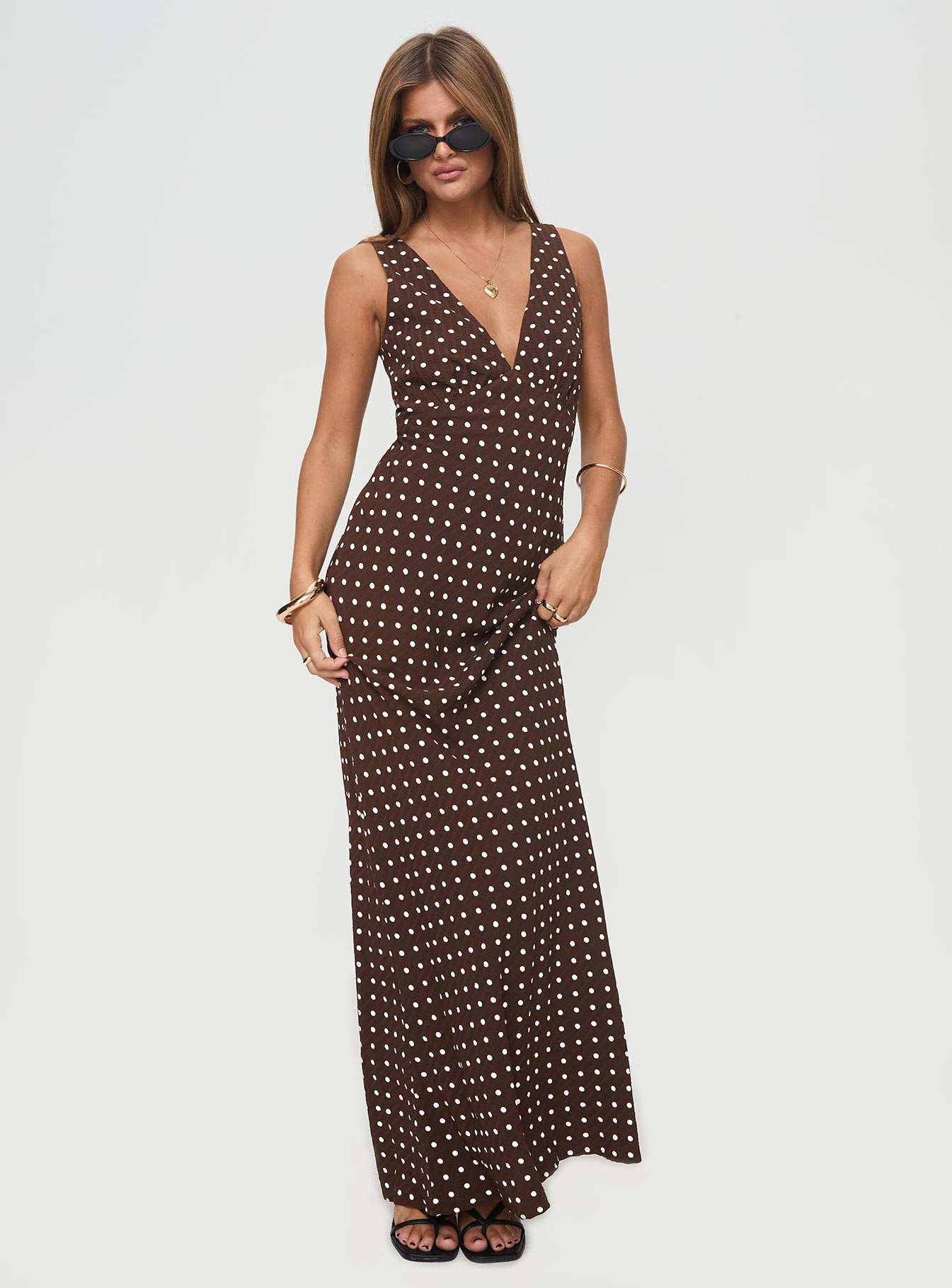Alternative view of Nellie Maxi Dress Brown Polka Dot