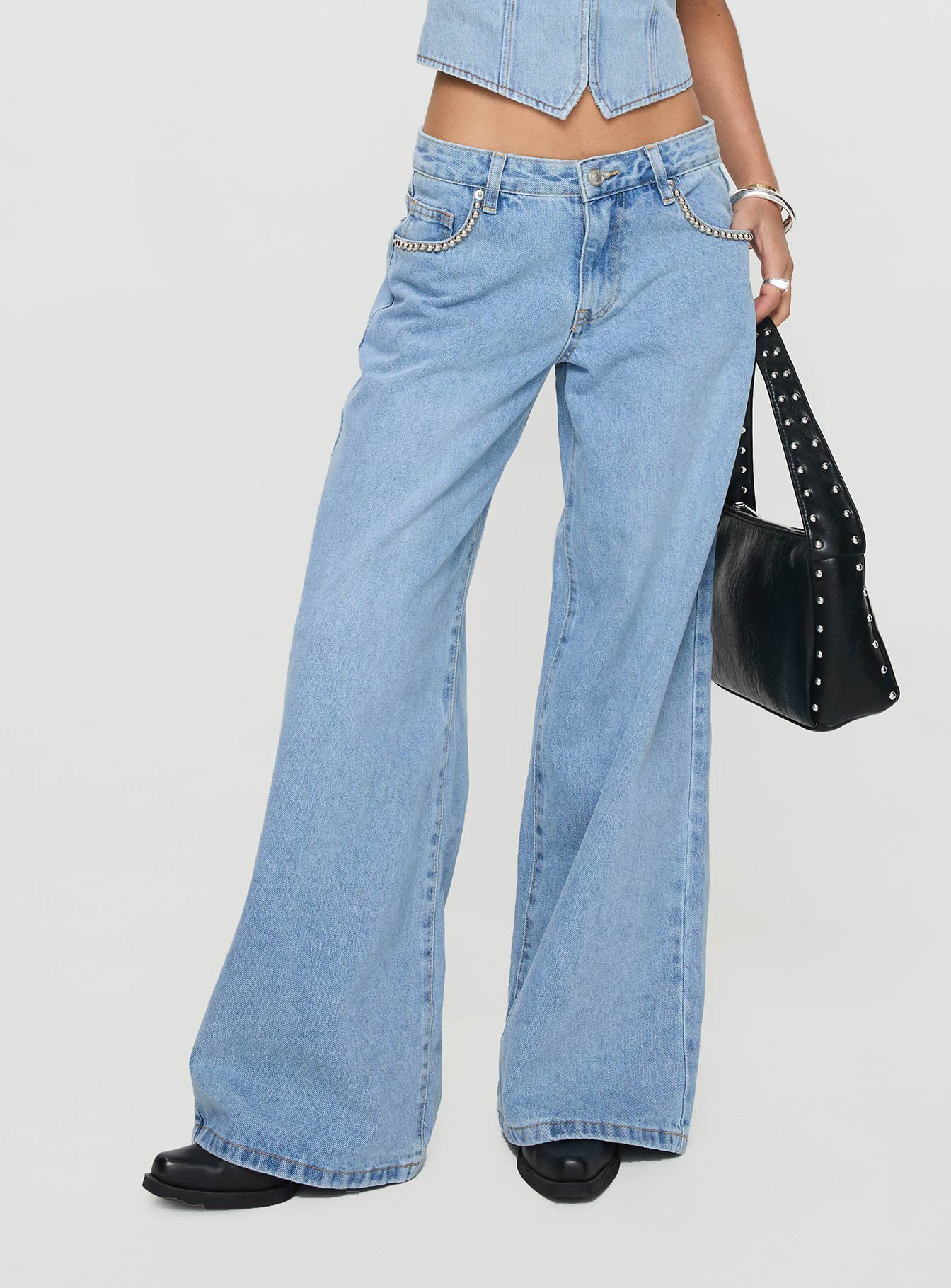Alternative view of Pearlisle Low Rise Baggy Jeans Light Wash