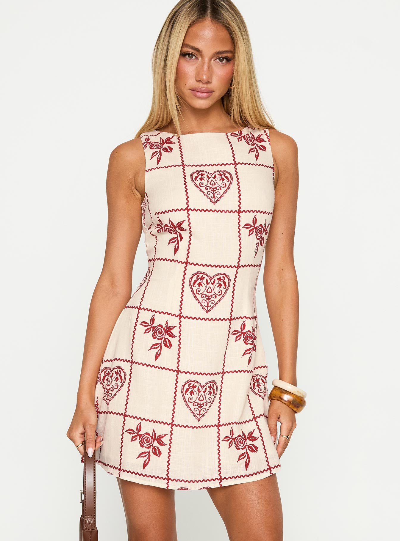 Alternative view of Alfalfa Shift Mini Dress Red Floral Check