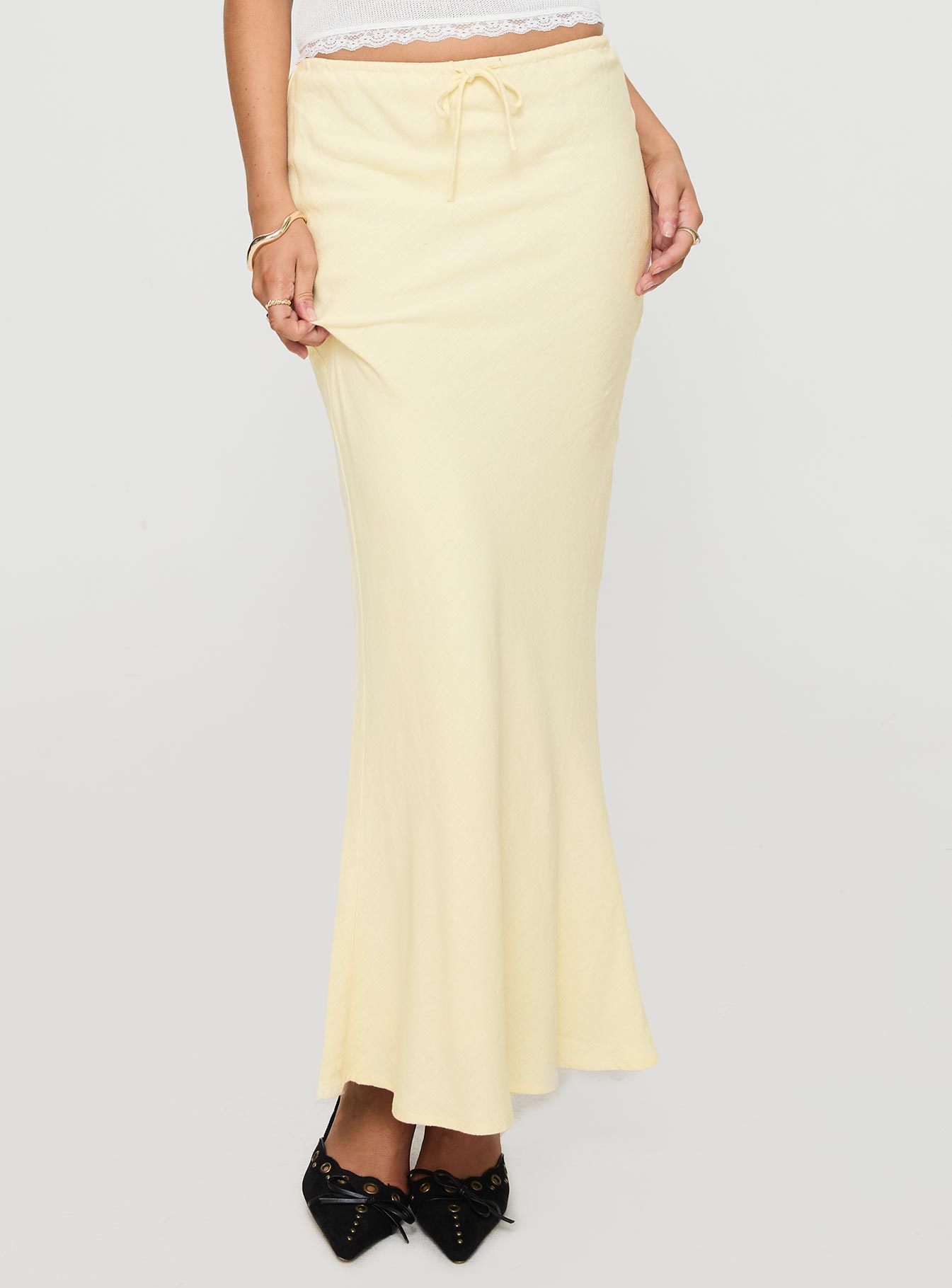 Alternative view of Mercer Linen Blend Maxi Skirt Lemon